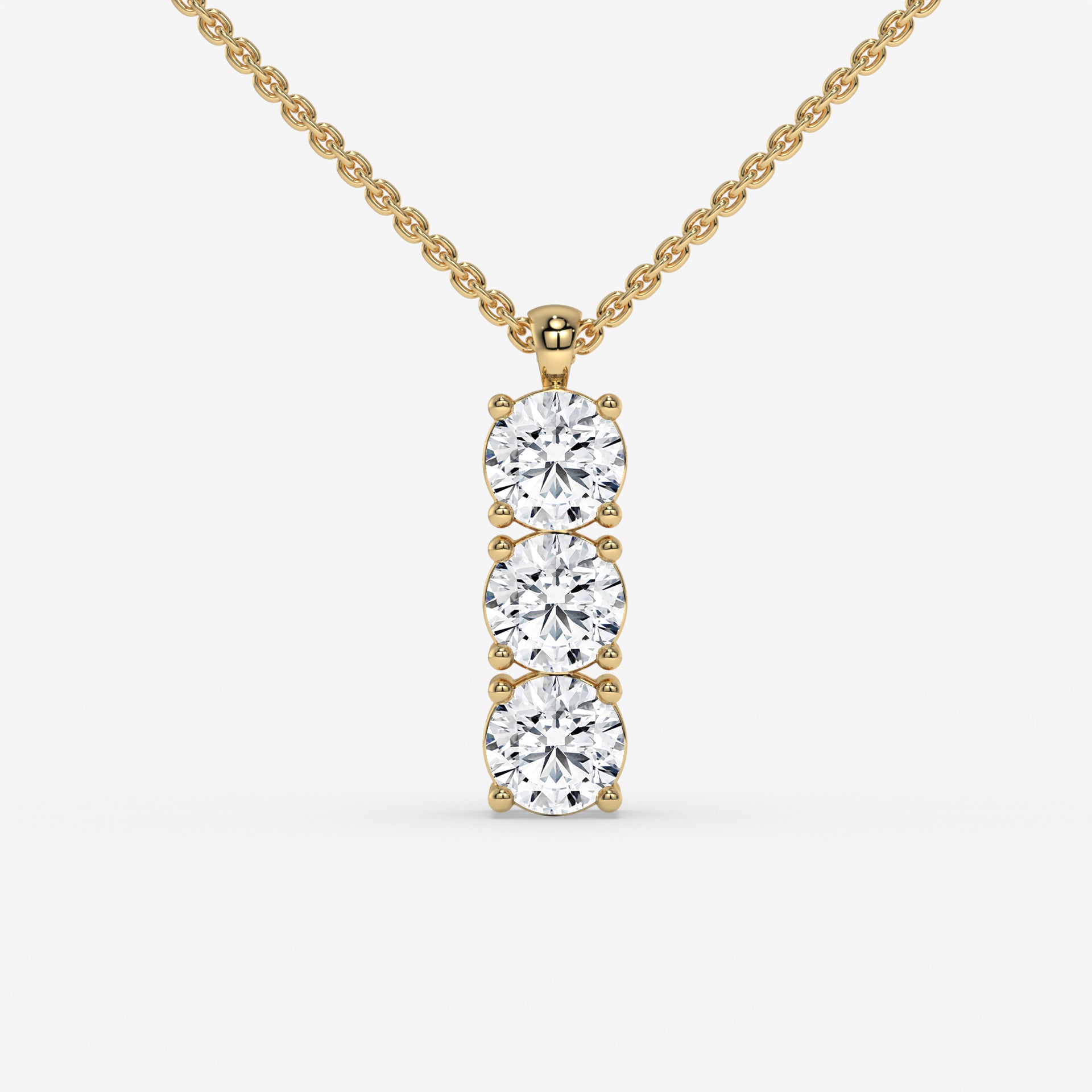 White Gold Triple Round-Cut Diamond Pendant in 14K Gold