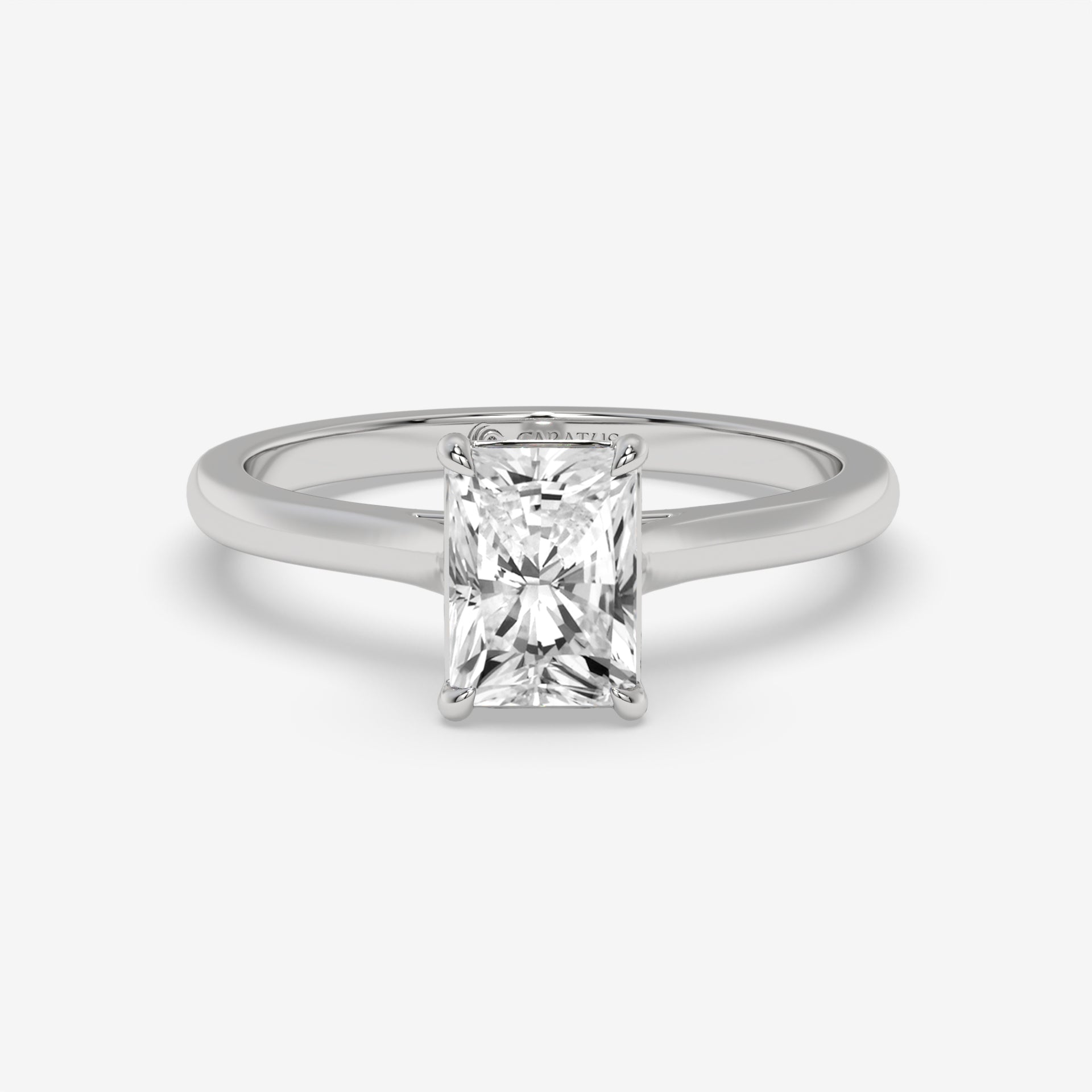 Radiant-Cut Diamond Cathedral Ring in White Gold