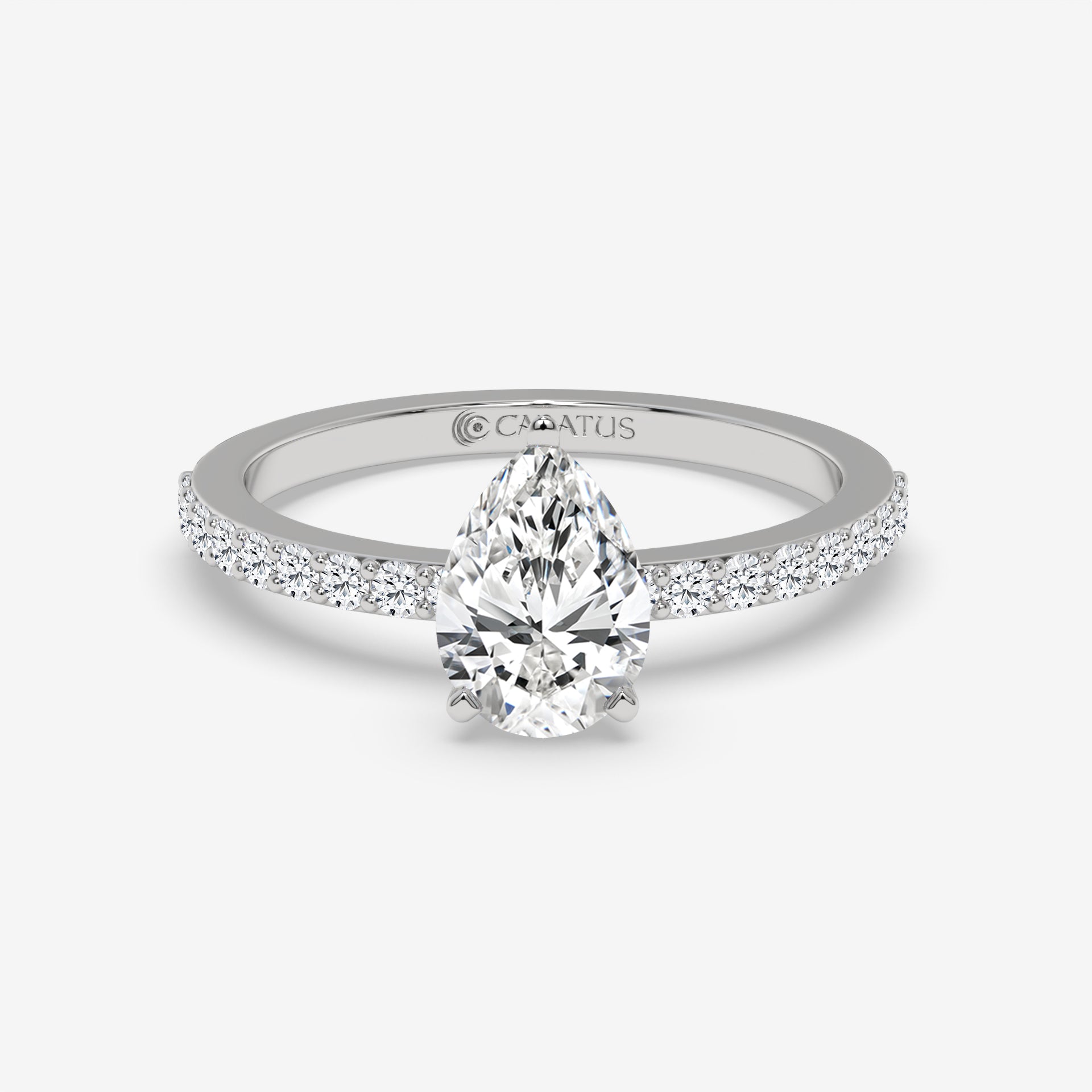 Pear-Shaped Diamond Yellow Gold Ring with Channel Set Band