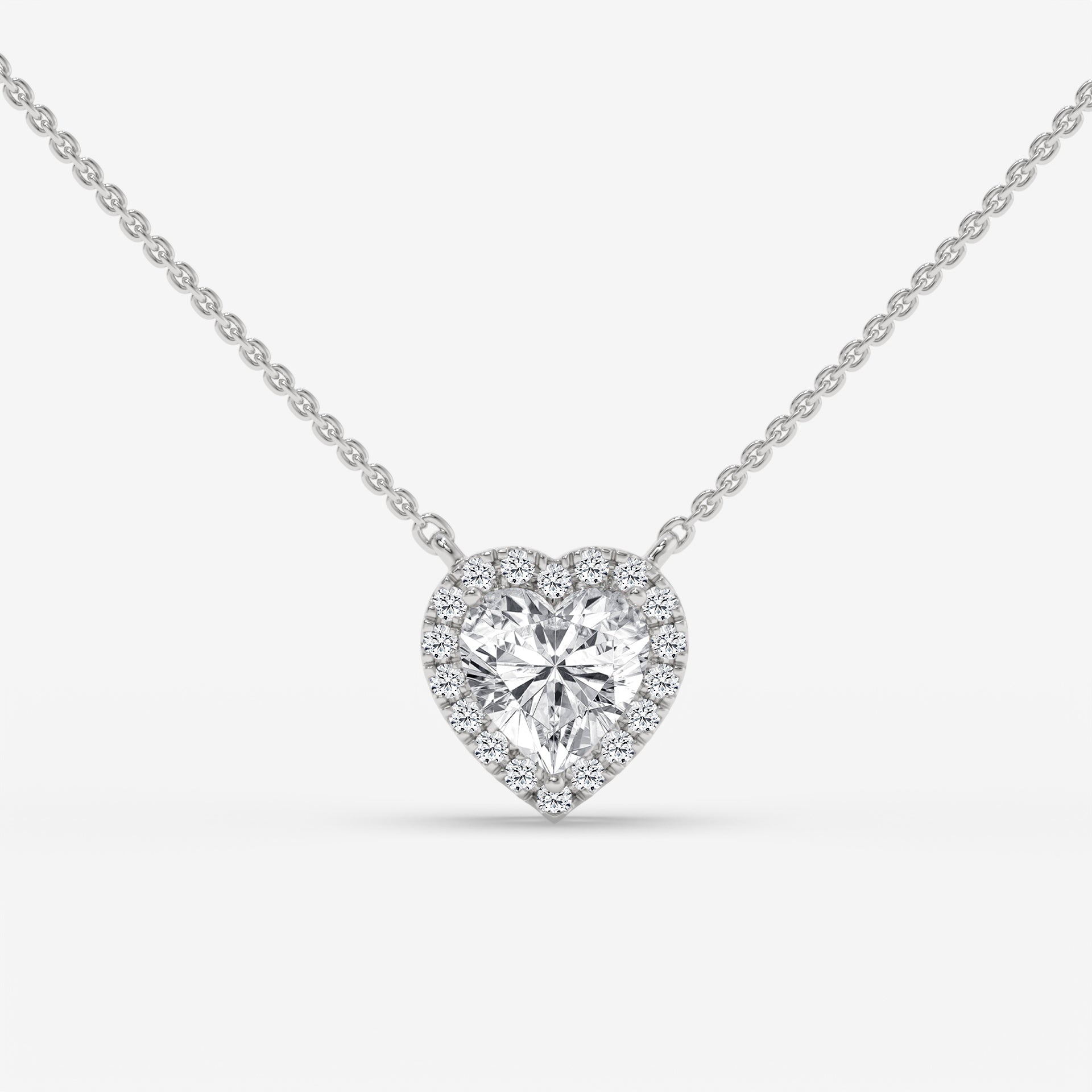 Heart-Shaped Diamond Rose Gold Necklace with Halo Setting