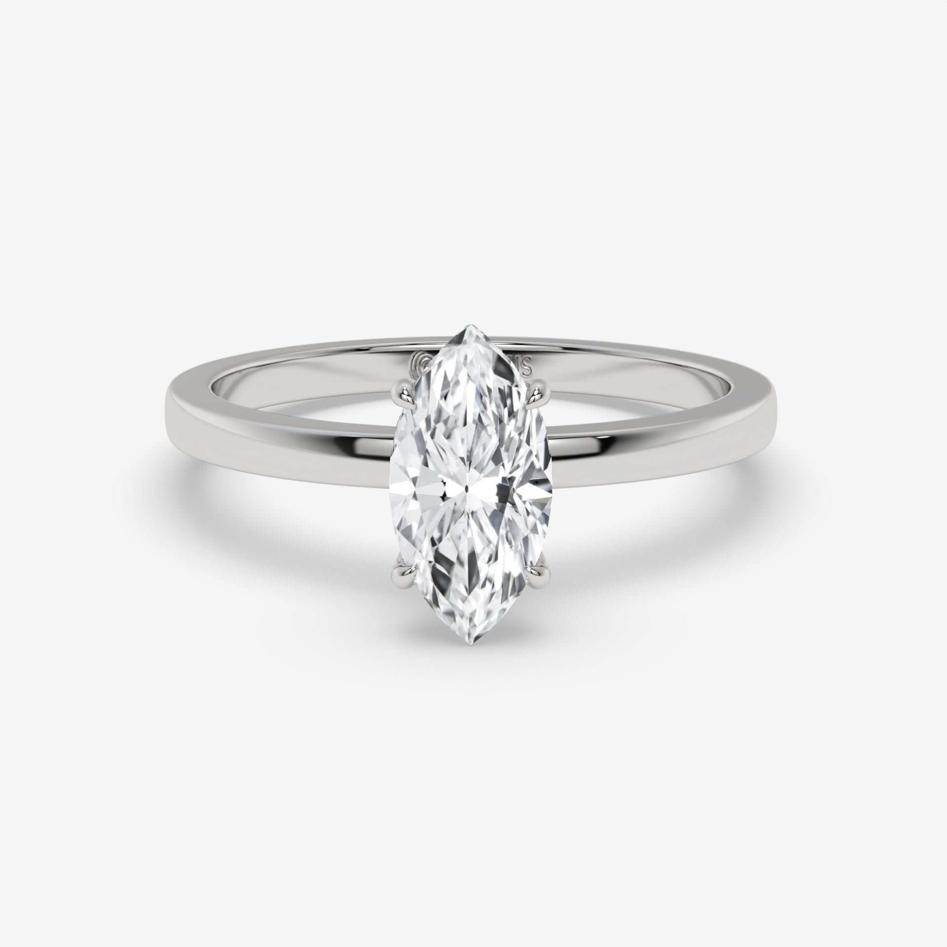 Marquise Diamond Ring with Round Side Diamonds in Yellow Gold