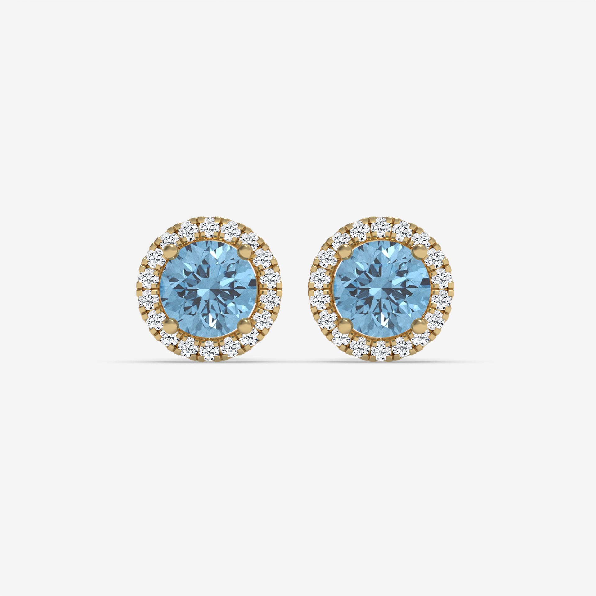 Light Blue Aquamarine & Diamond Halo White Gold Earrings