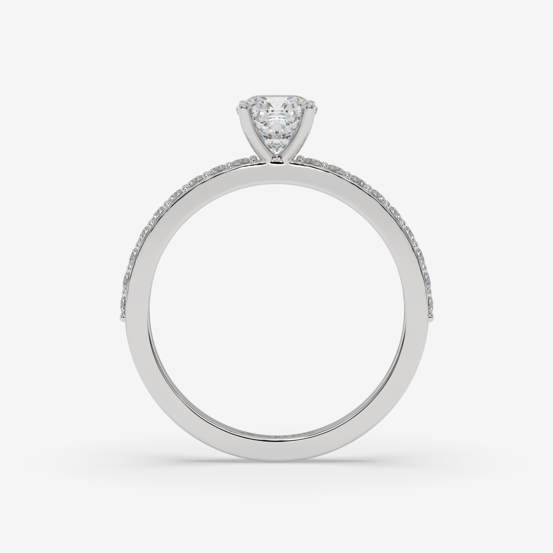 1.00 CT Cushion Diamond Ring with Side Stones in White Gold