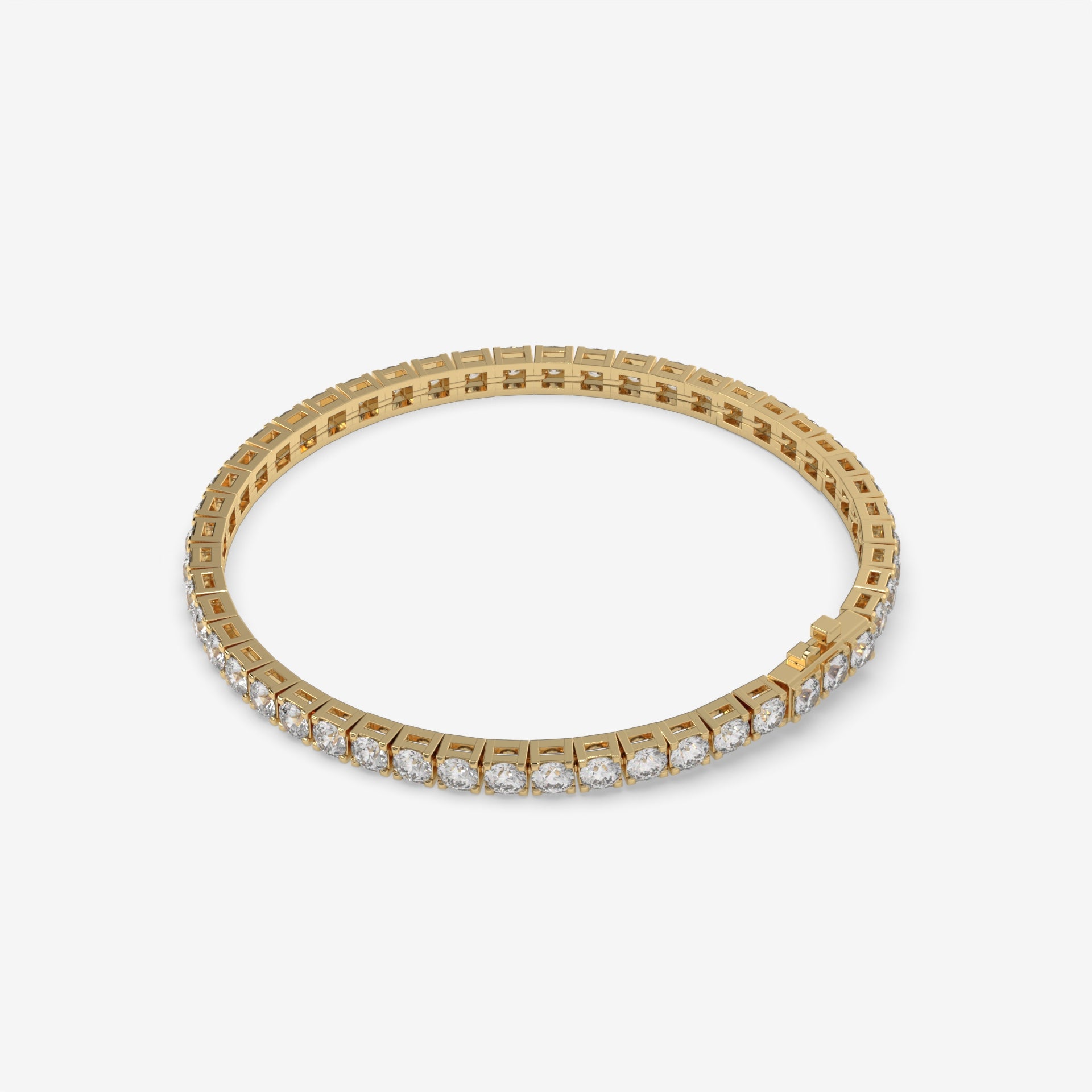 7.82 Carat Round Diamond Yellow Gold Tennis Bracelet in 14K Gold