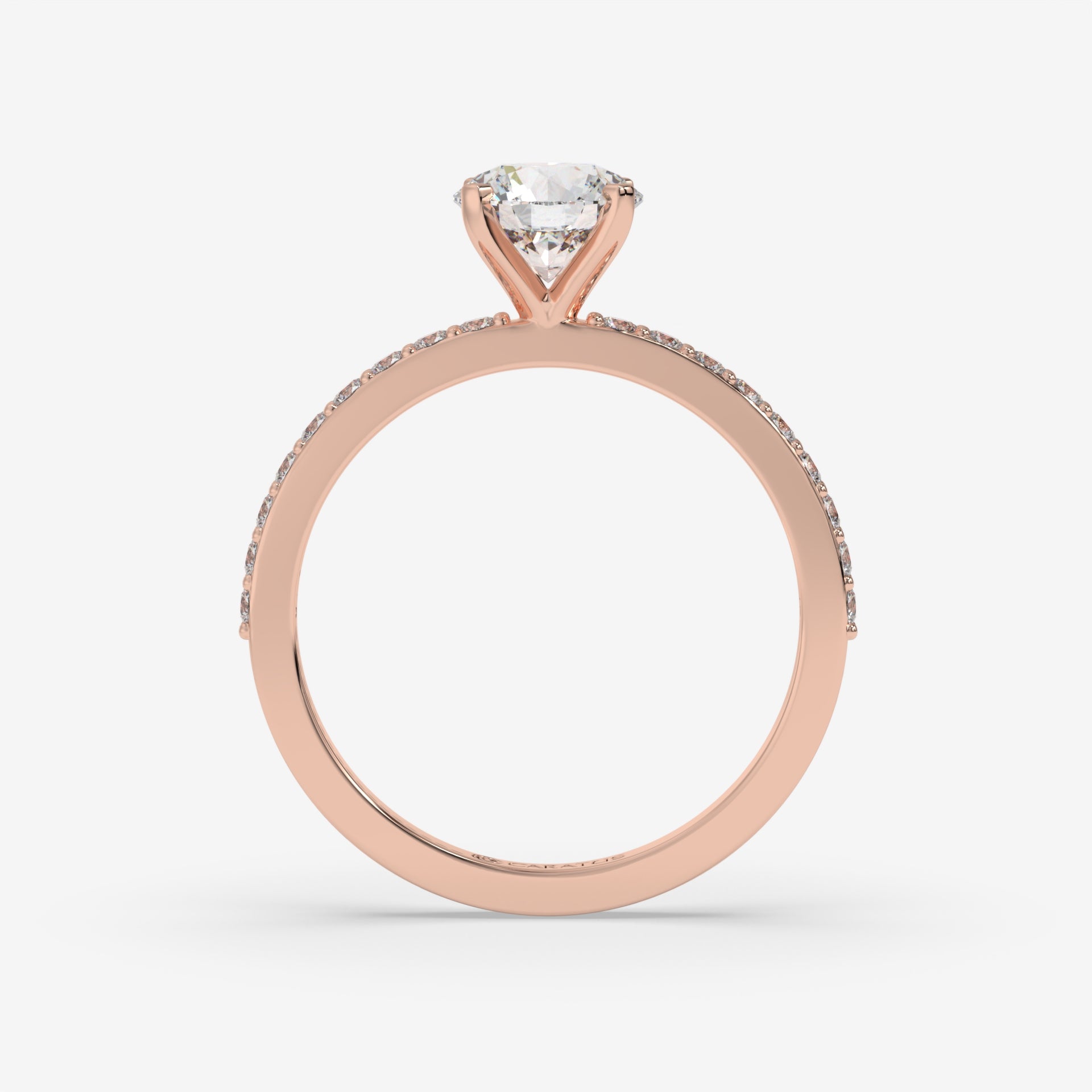 Cushion-cut diamond Ring with Channel-Side Diamonds in Rose Gold