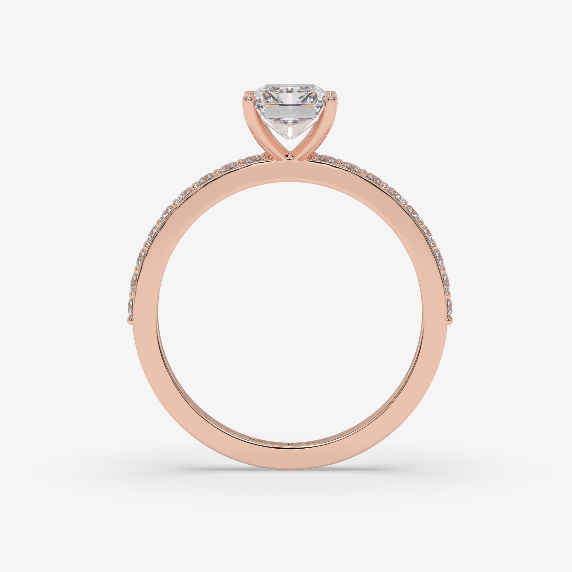 Rose Gold Radiant-cut Solitaire Ring with Channel-Set Side Diamonds