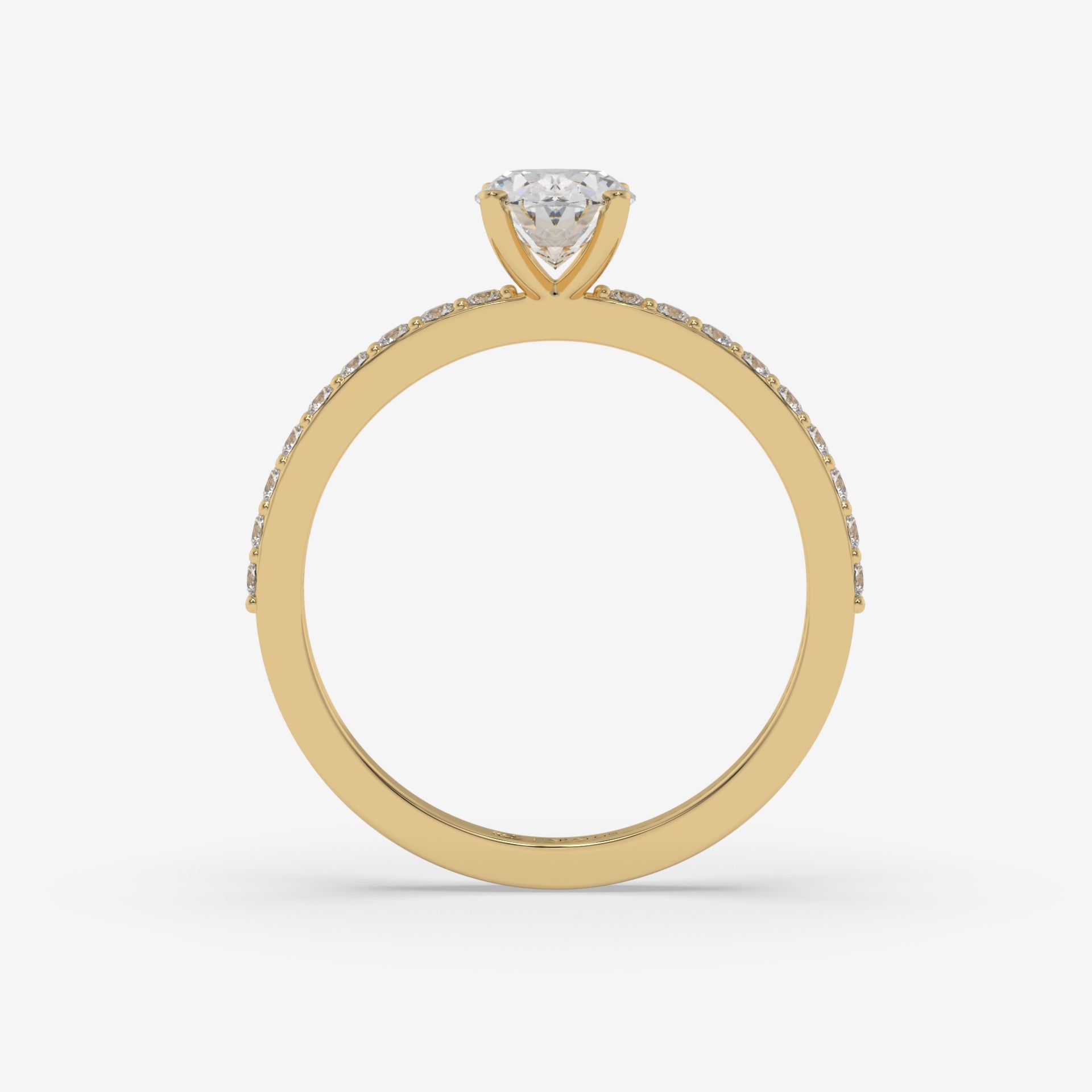 Yellow Gold Oval Diamond & Round Accent Halo Ring