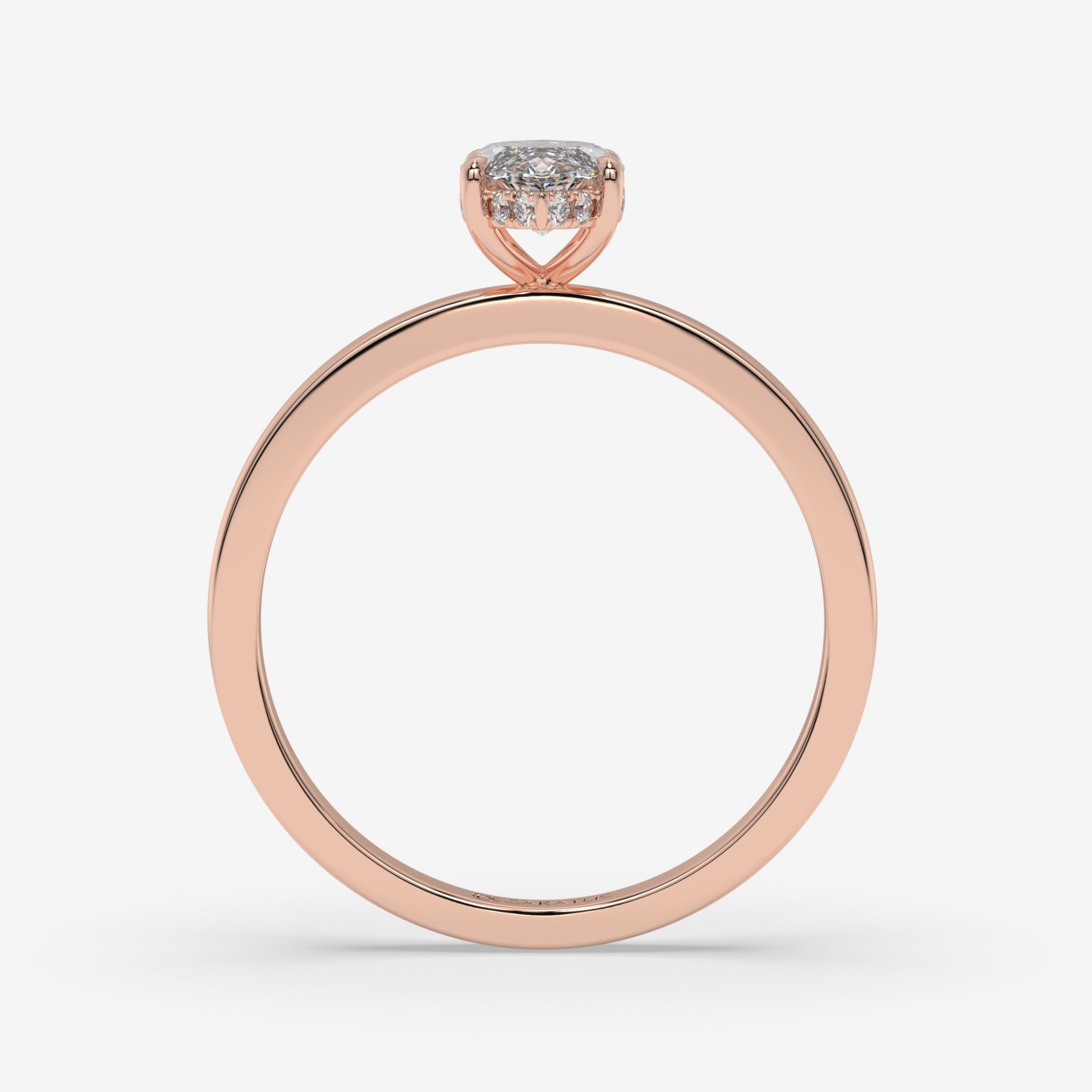 Marquise Diamond Ring with Round Side Diamonds in Rose Gold