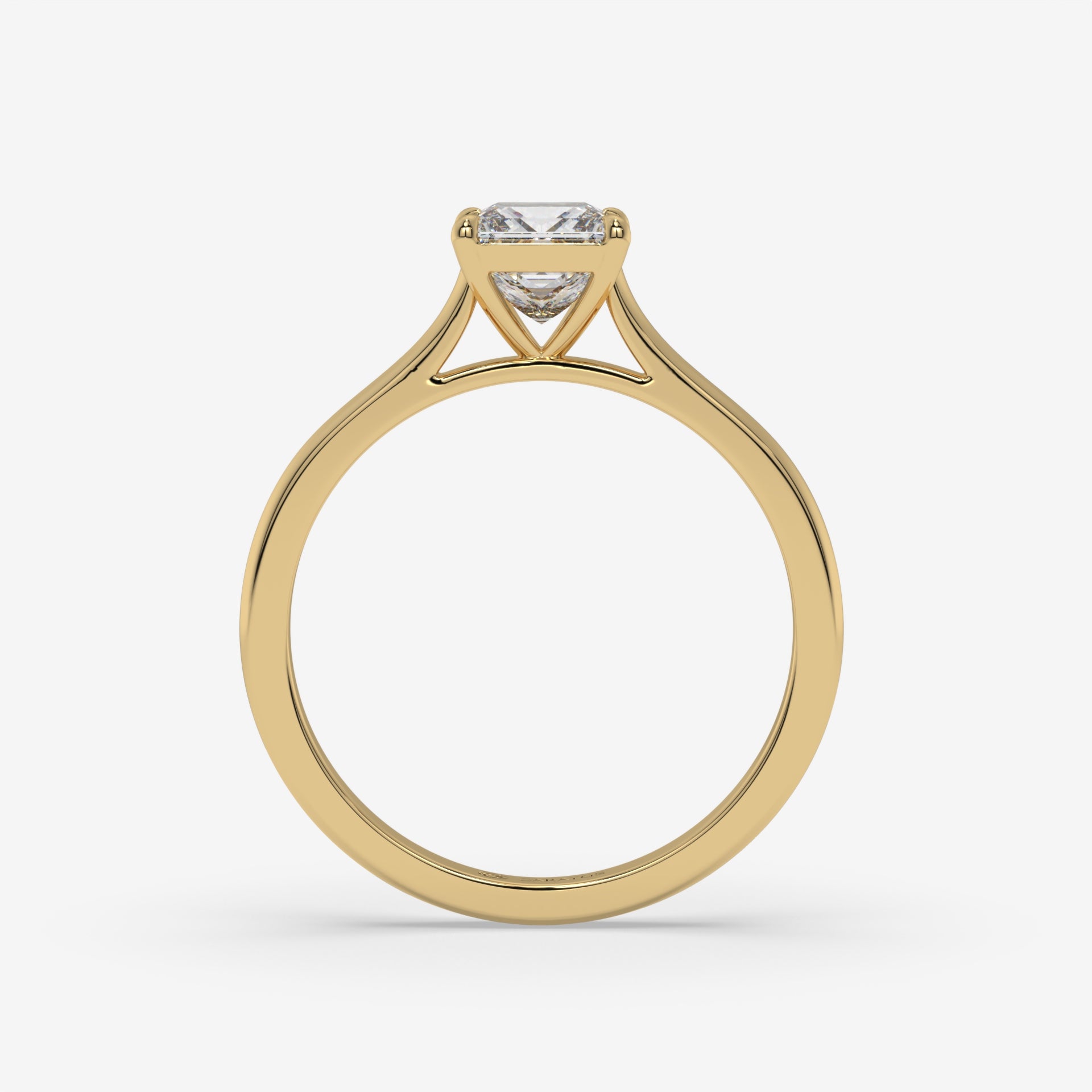 Yellow Gold Princess-Cut Diamond Cathedral Ring in 1.00 CT
