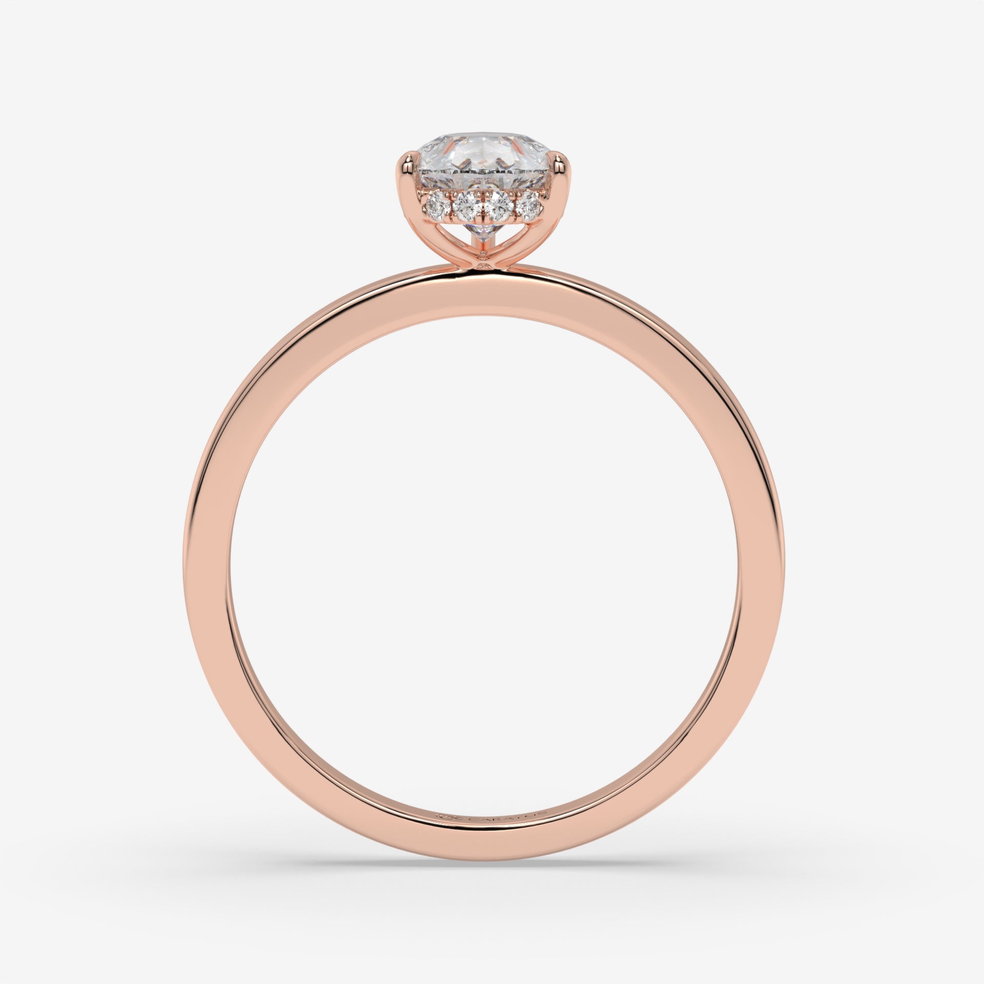 Pear-Shaped Diamond Rose Gold Ring with Round Diamond Halo