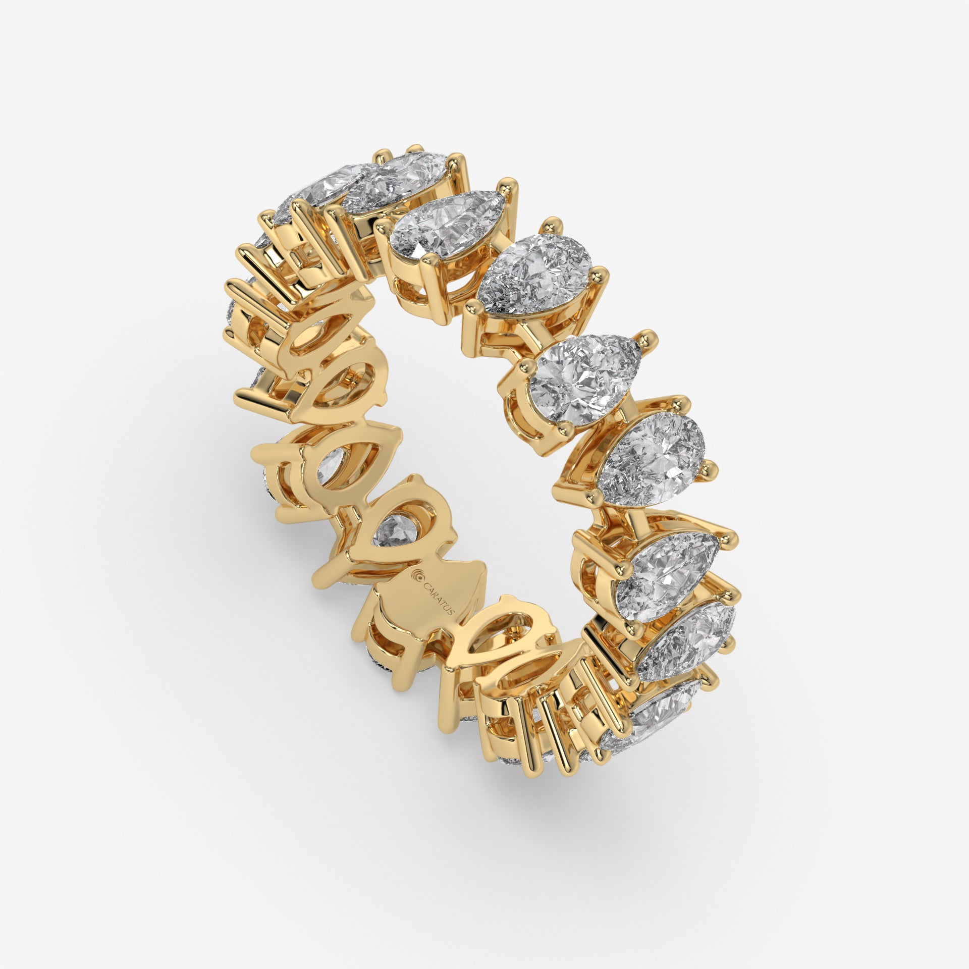 4.50 CT Yellow Gold Pear-Cut Diamond Eternity Engagement Ring