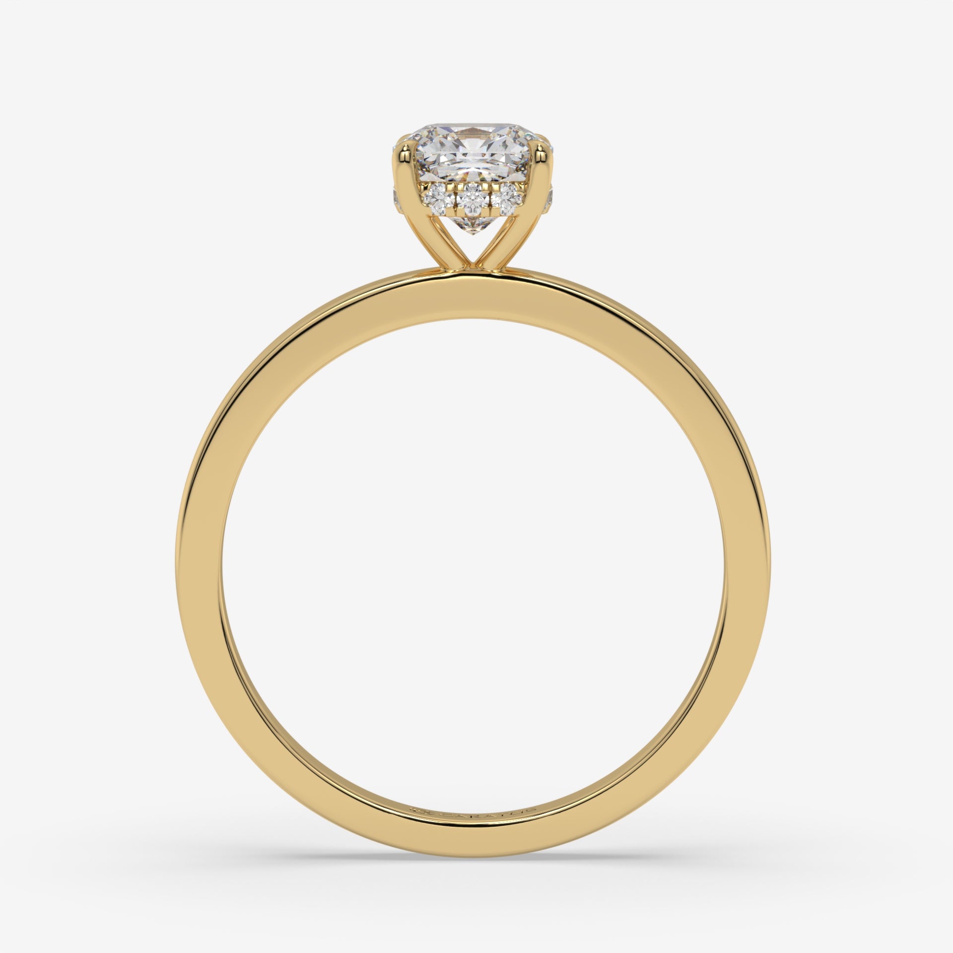 Cushion-Cut Diamond Engagement Ring with Hidden Halo in Yellow Gold