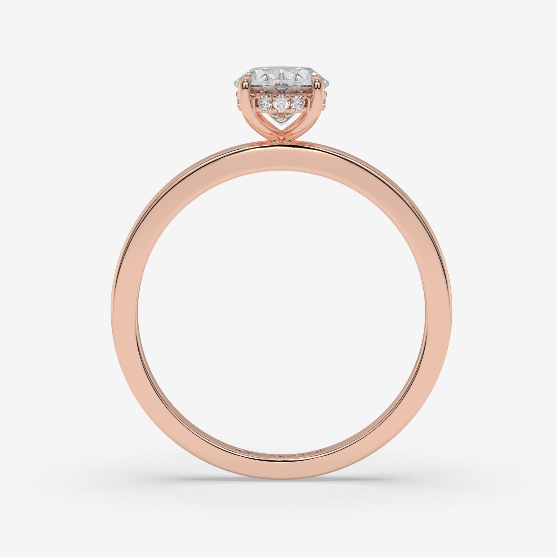 Rose Gold Oval Diamond Ring with Round Side Stones