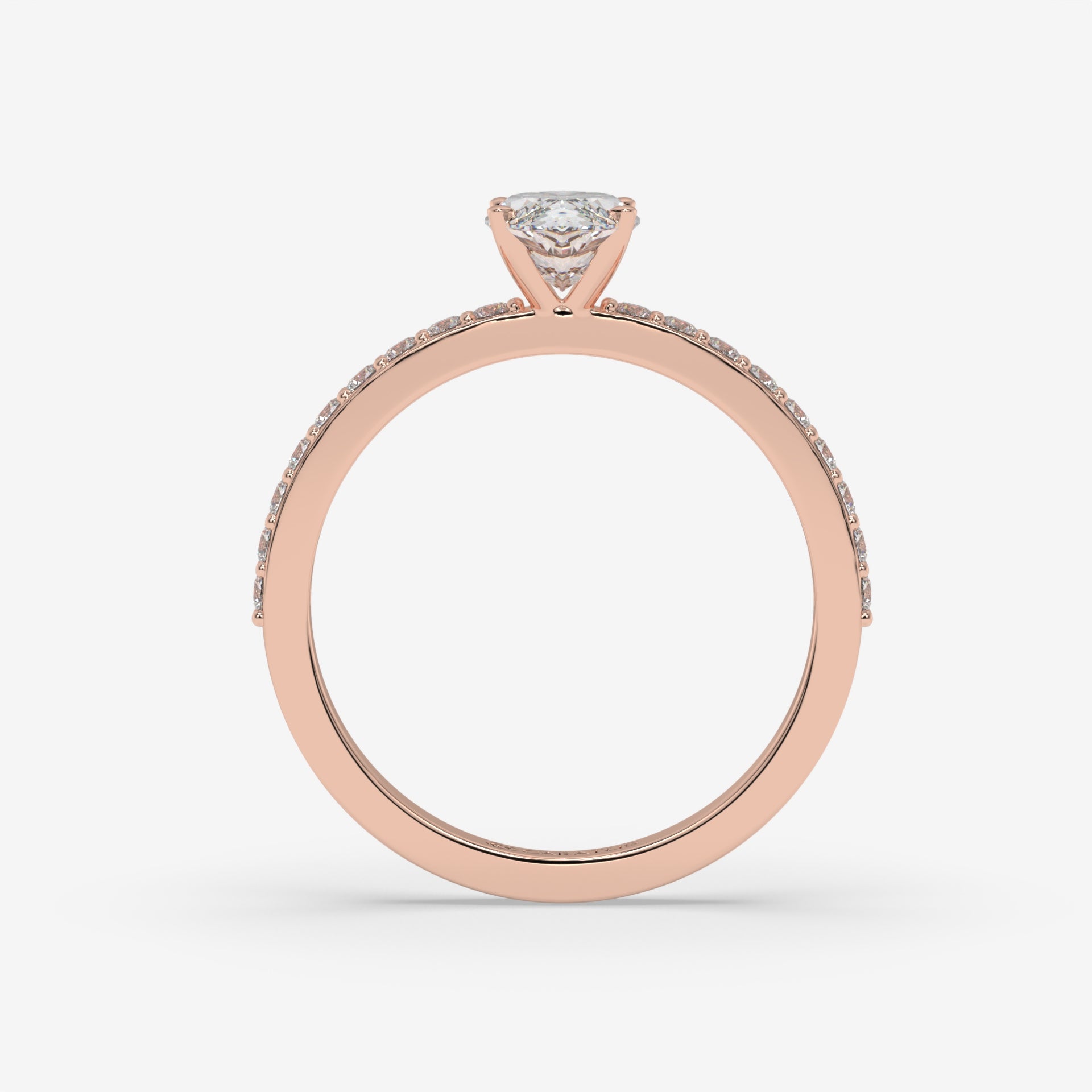 Marquise Diamond & Round Accent Halo Rose Gold Ring