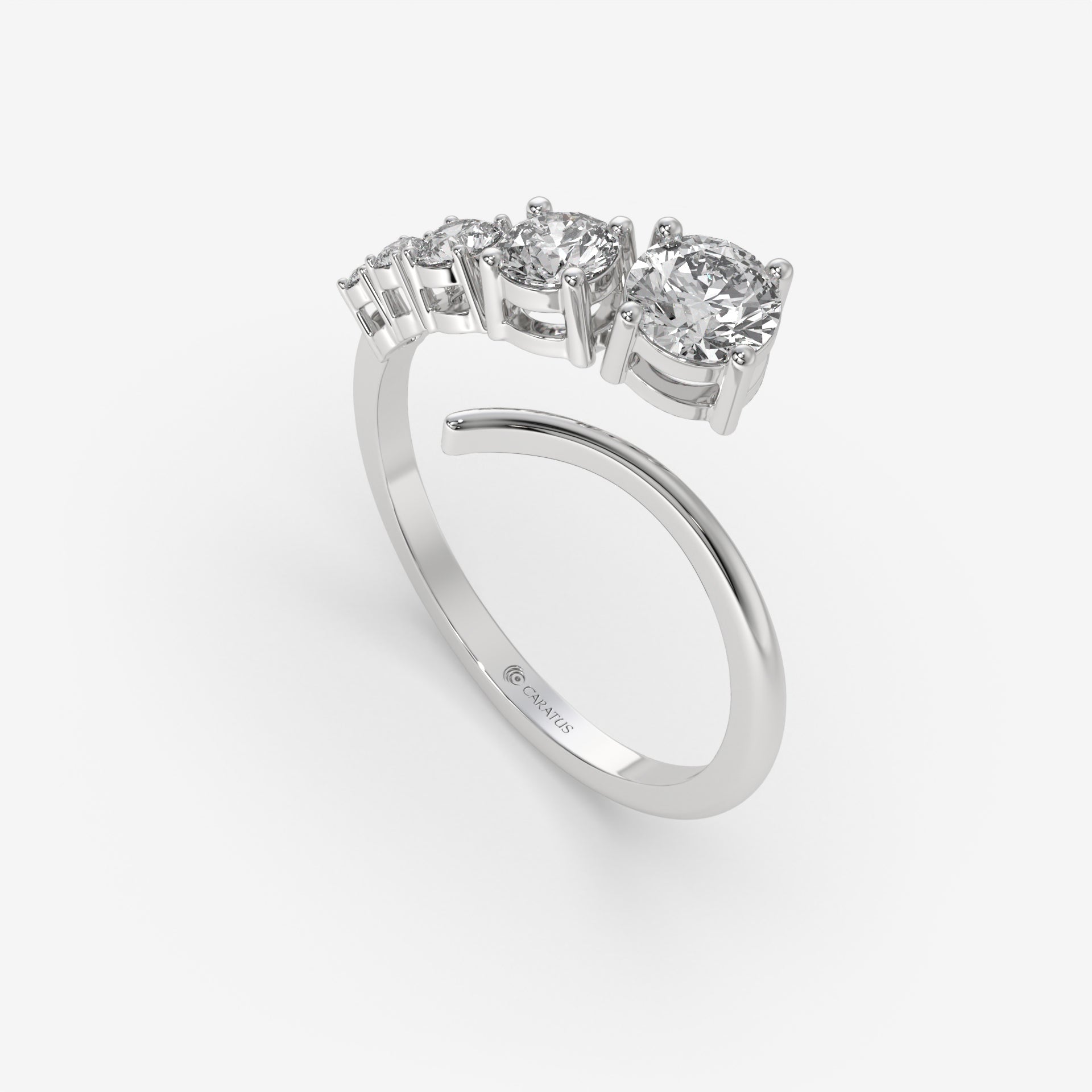 0.50 CT White Gold Round-Cut Engagement Ring with Side Round Diamonds