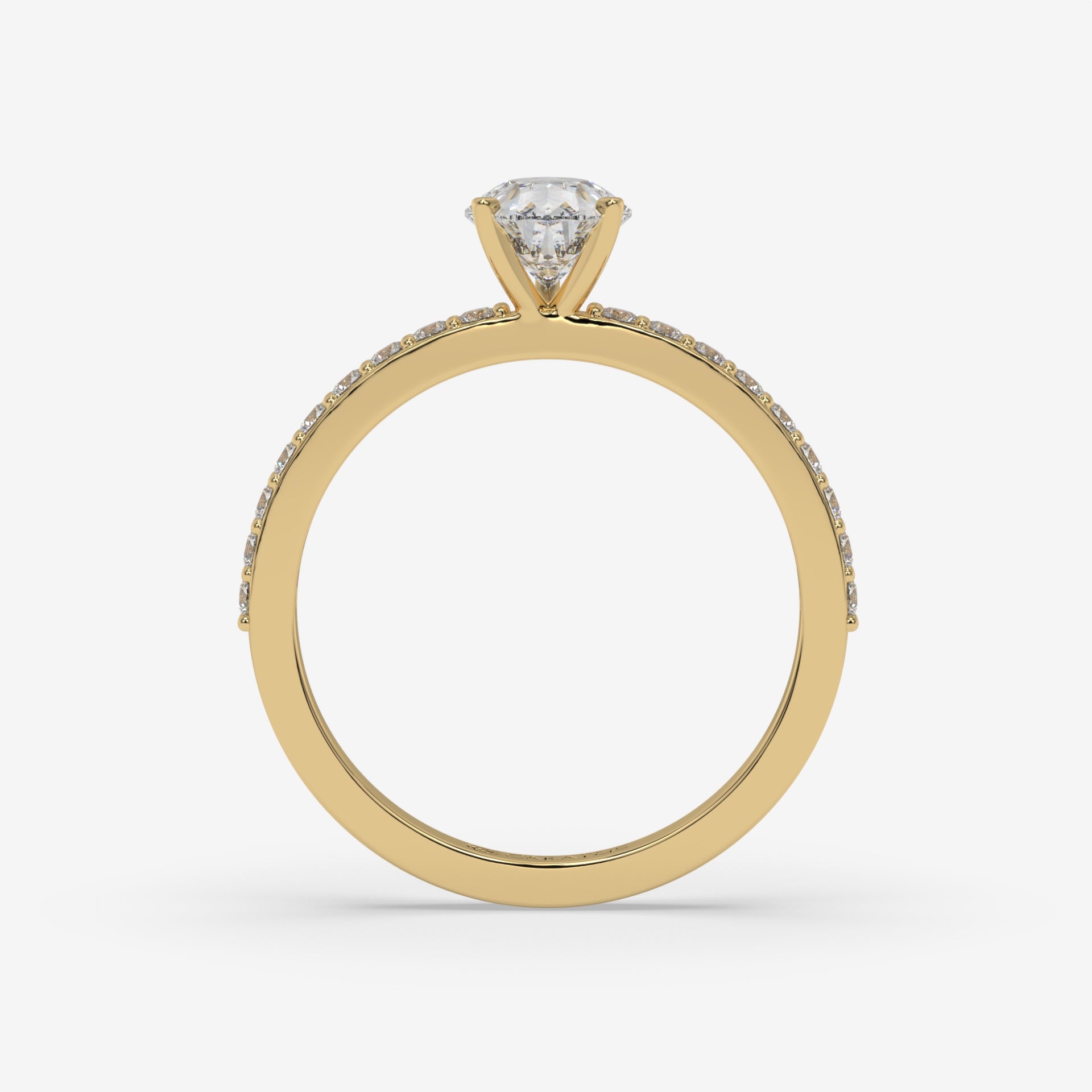 Pear-Shaped Diamond Yellow Gold Ring with Channel Set Band