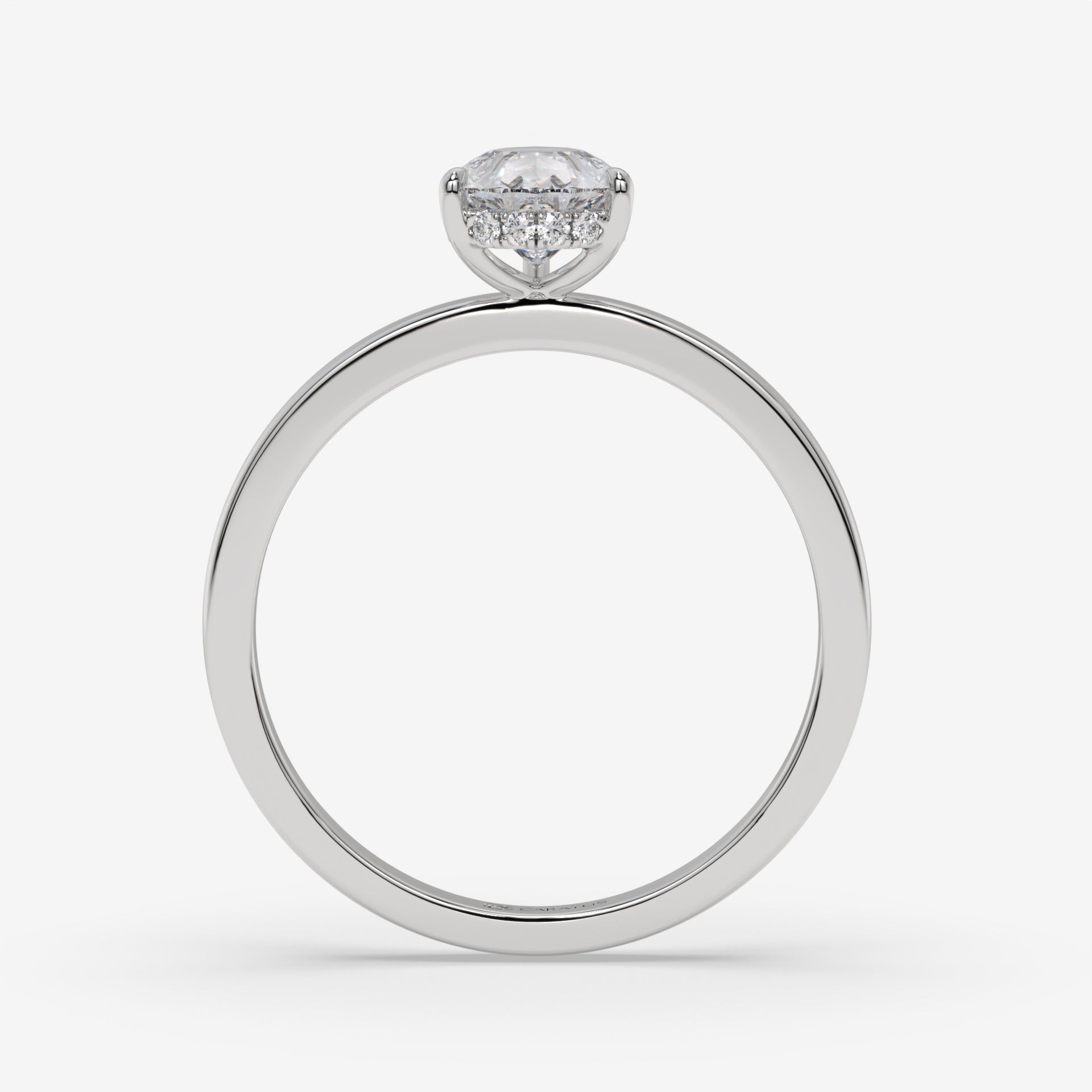 Pear-Shaped Diamond White Gold Ring with Round Diamond Halo