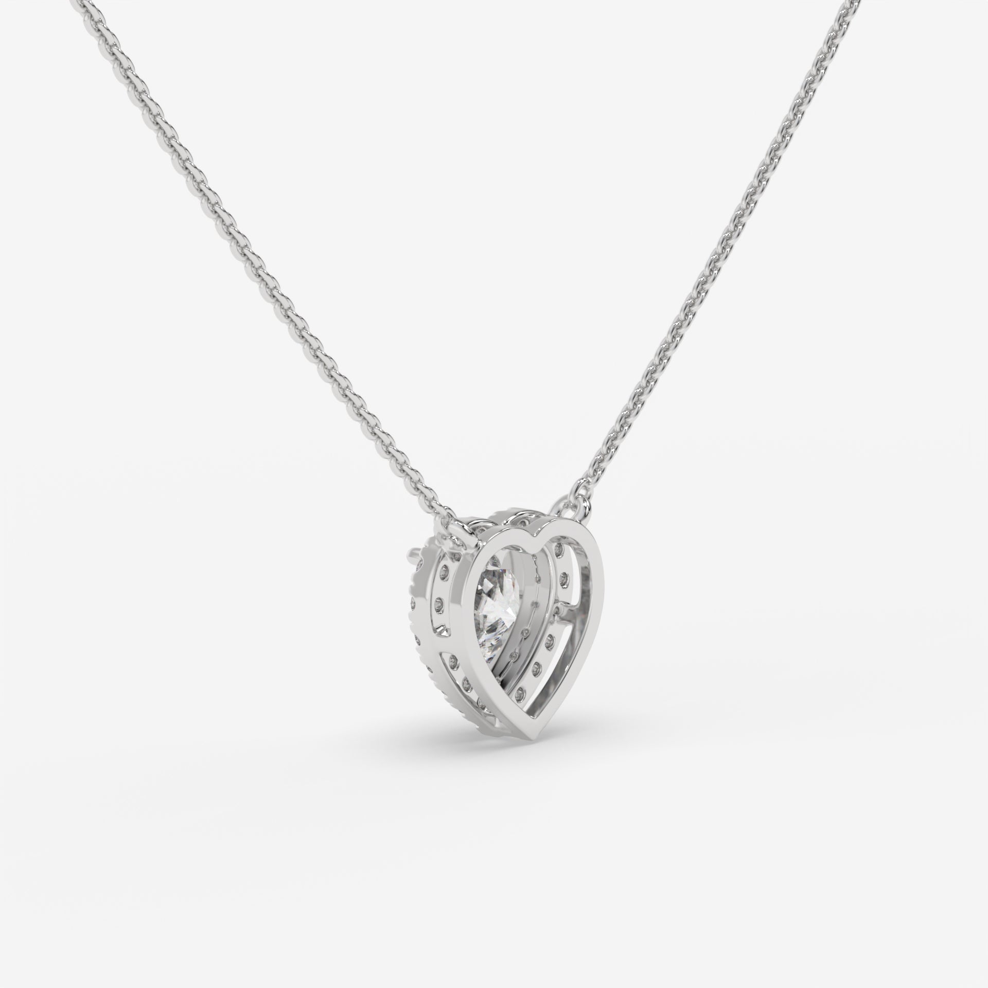 Heart-Shaped Diamond White Gold Necklace with Halo Setting