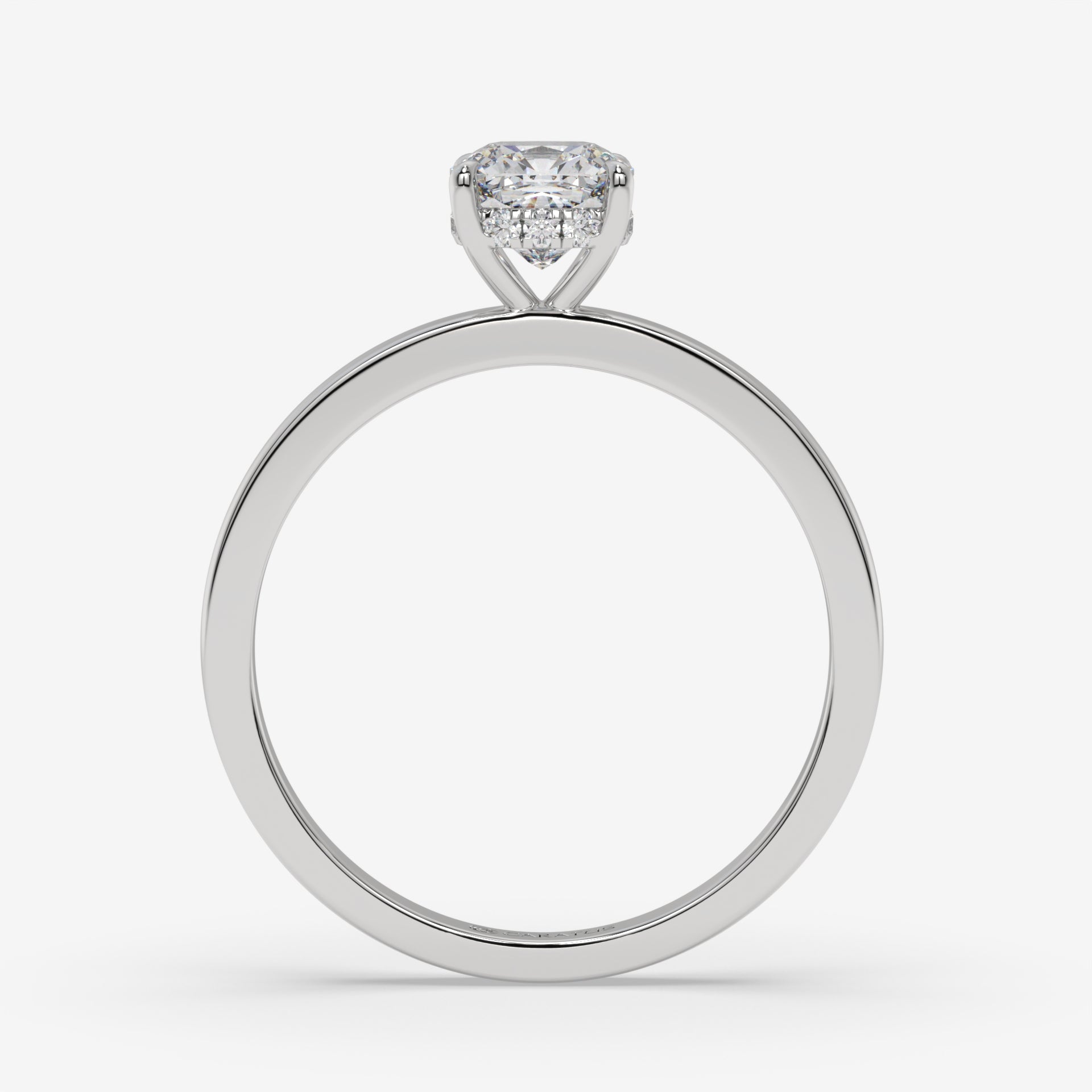 Cushion-Cut Diamond Engagement Ring with Hidden Halo in White Gold