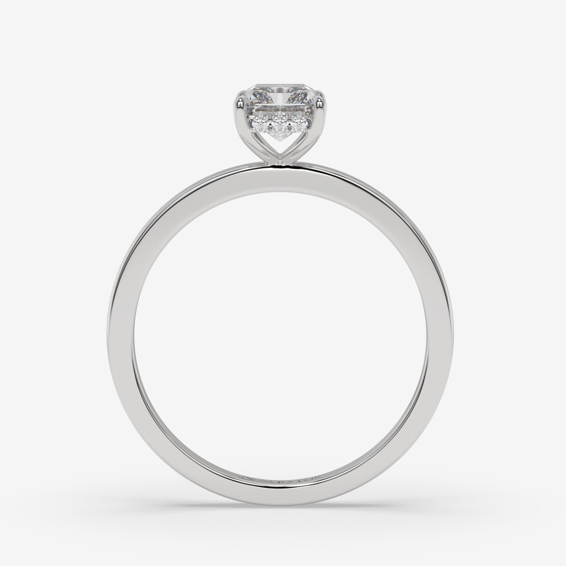 Radiant-cut Diamond White Gold Ring with Round Side Diamonds