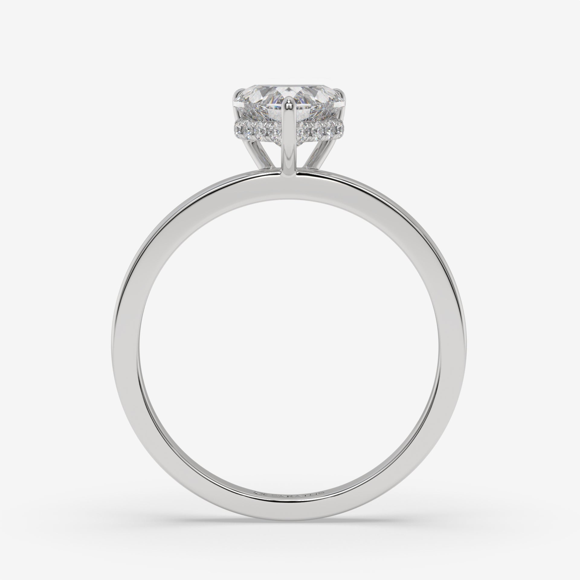 Heart Diamond White Gold Ring with Round Side Diamonds