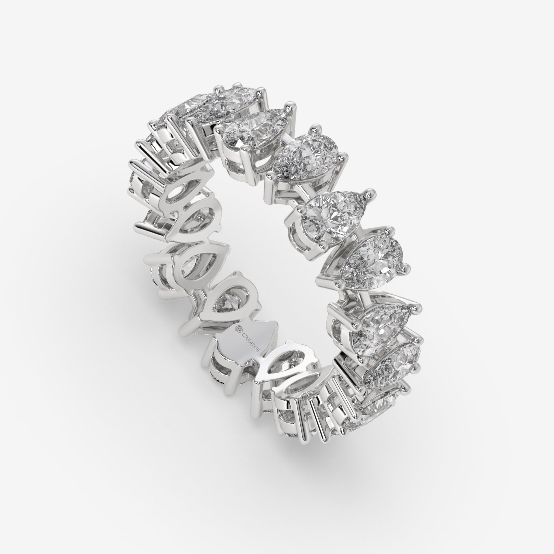 4.50 CT White Gold Pear-Cut Diamond Eternity Engagement Ring