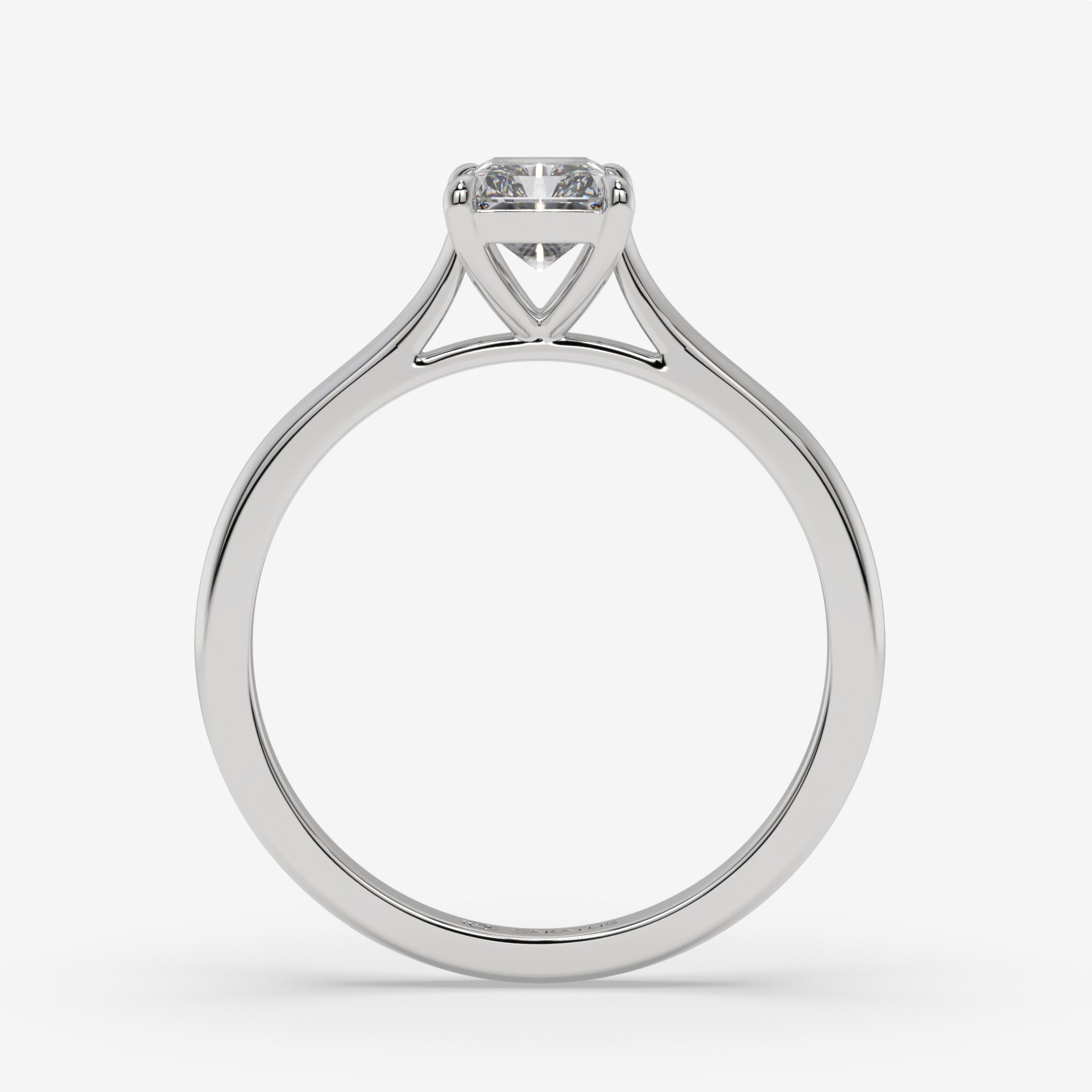 Radiant-Cut Diamond Cathedral Ring in White Gold