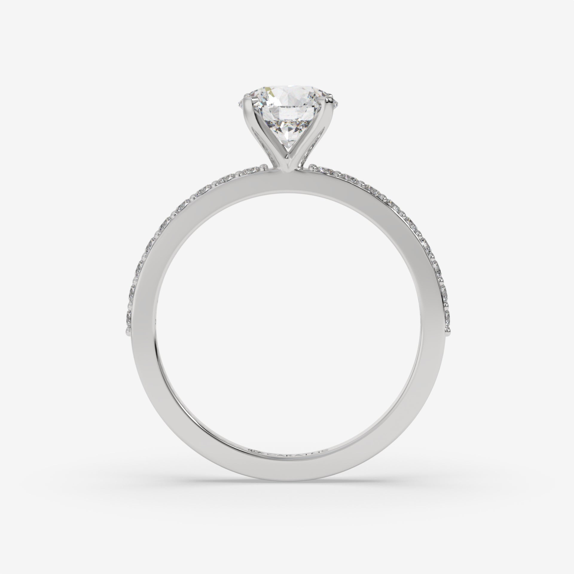Cushion-cut diamond Ring with Channel-Side Diamonds in White Gold