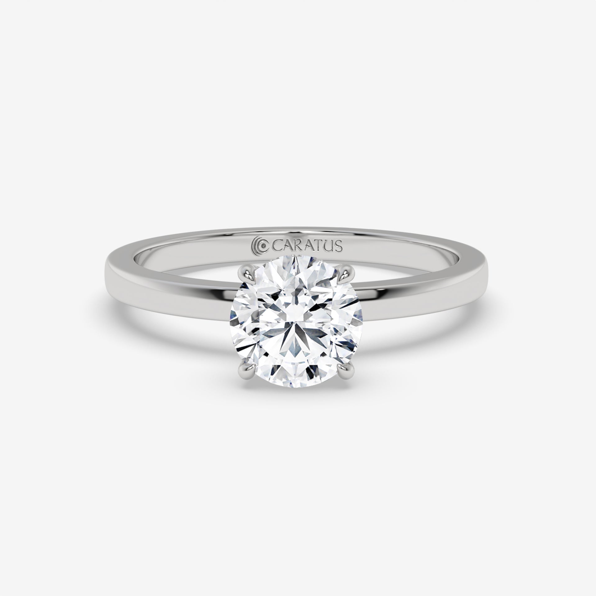 Round Diamond Ring with Accent Diamonds in White Gold