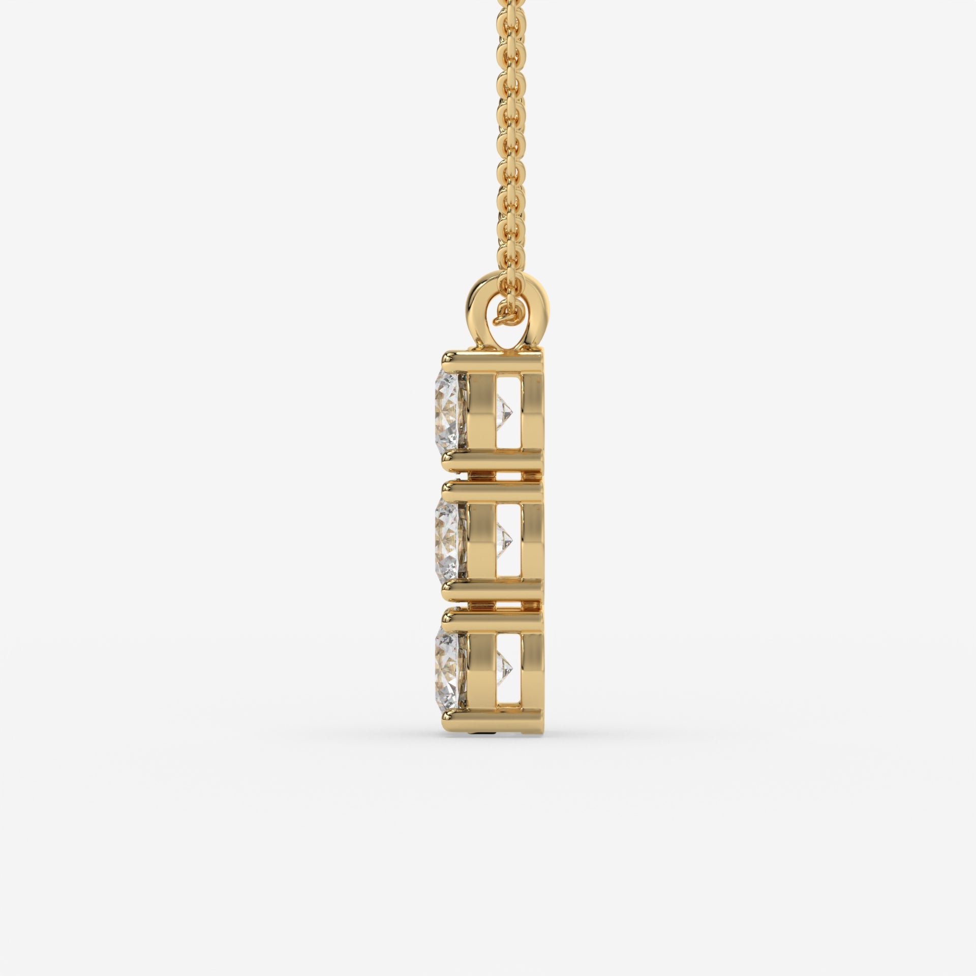Yellow Gold Triple Round-Cut Diamond Pendant in 14K Gold