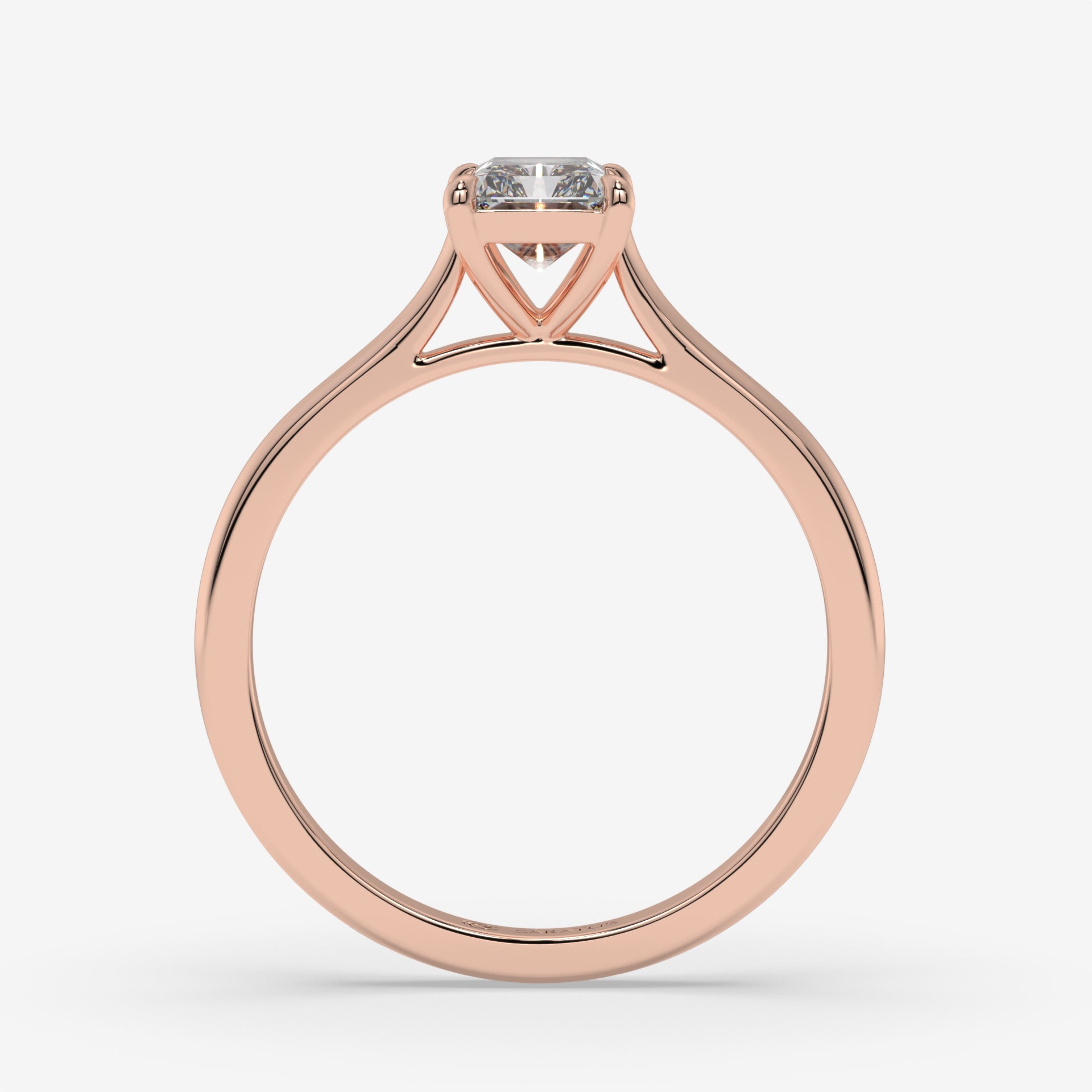 Radiant-Cut Diamond Cathedral Ring in Rose Gold