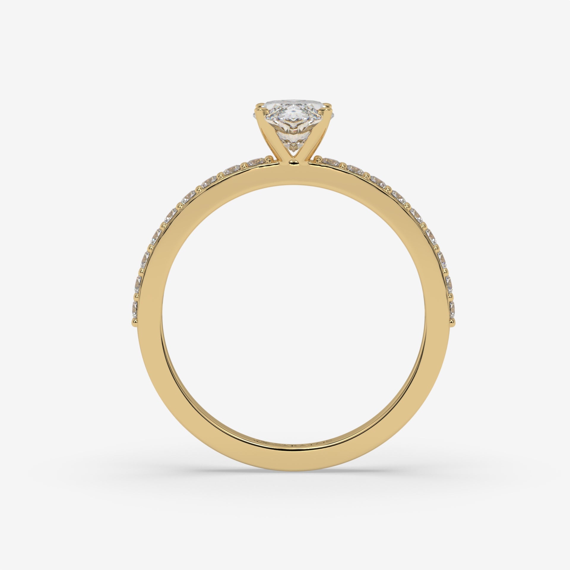 Marquise Diamond & Round Accent Halo Yellow Gold Ring
