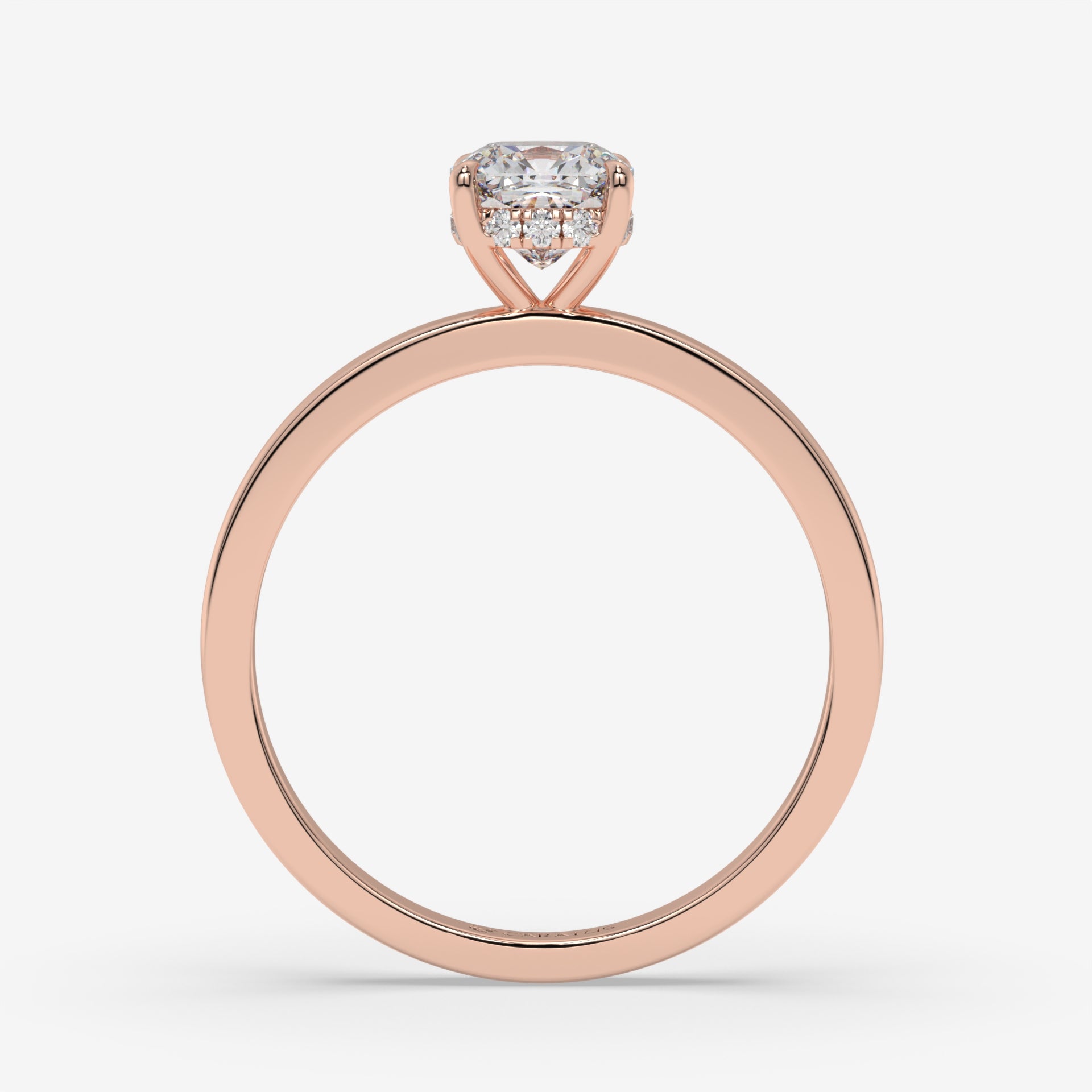 Cushion-Cut Diamond Engagement Ring with Hidden Halo in Rose Gold