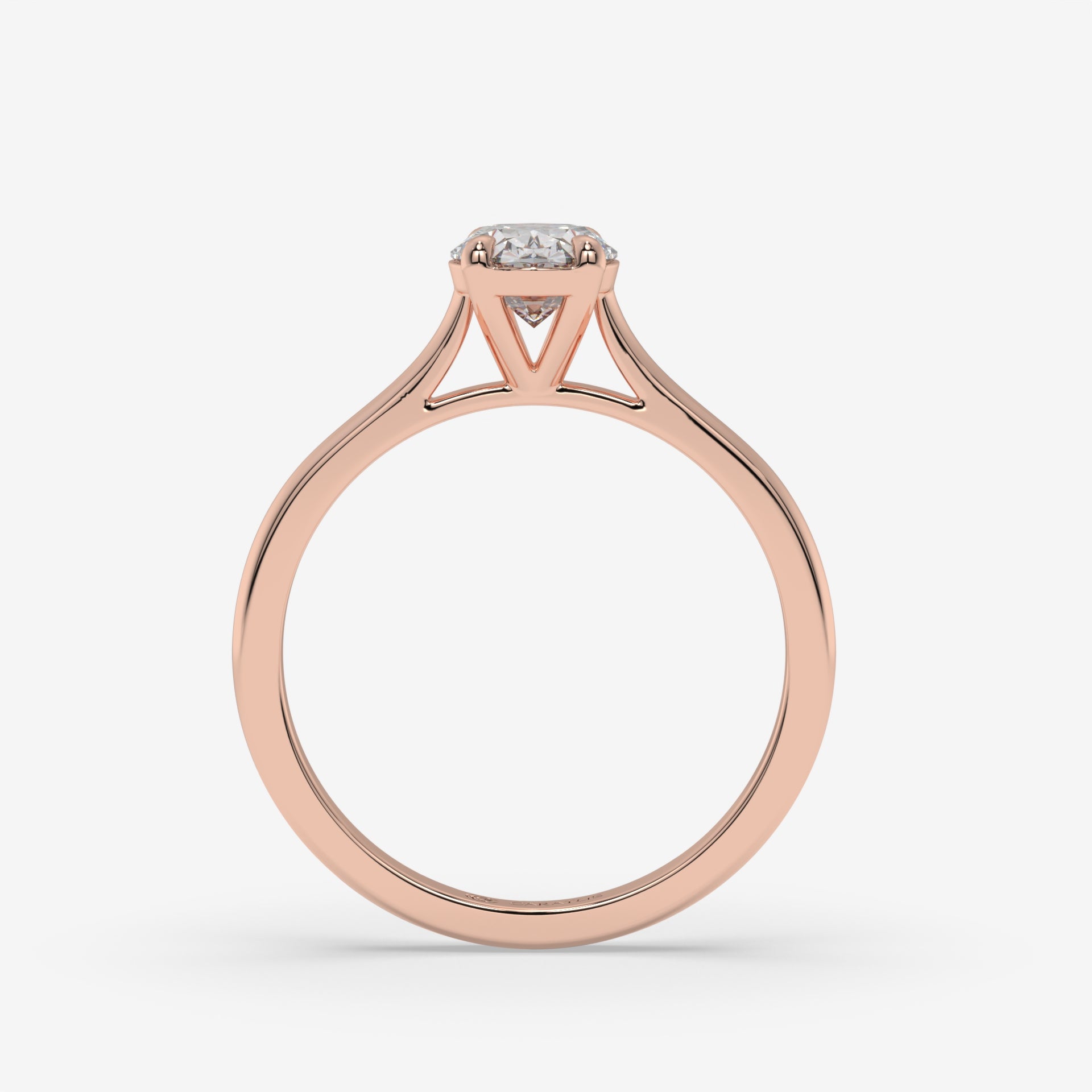 Oval Diamond Cathedral Ring in 1.00 CT Rose Gold