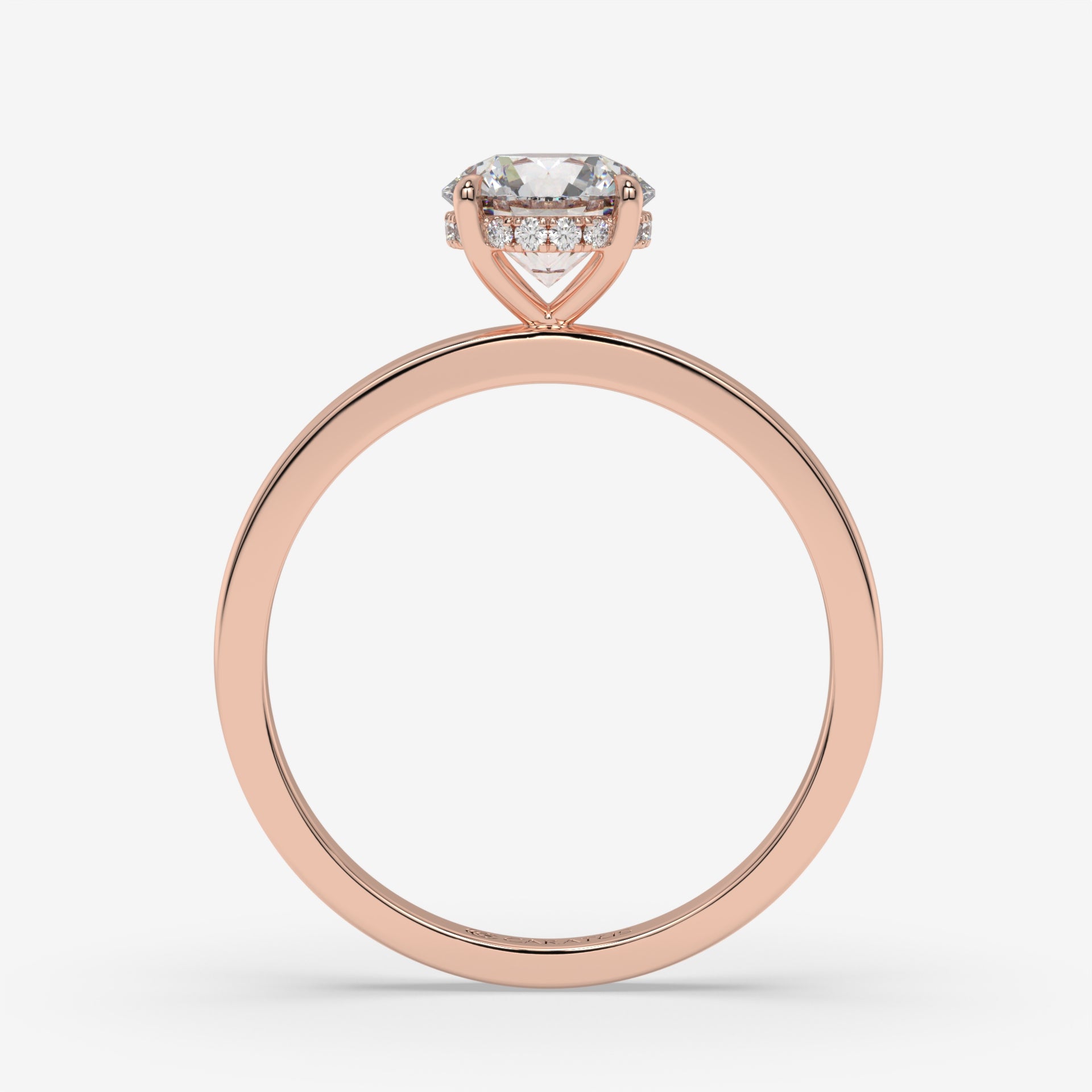 Round Diamond Ring with Accent Diamonds in Rose Gold