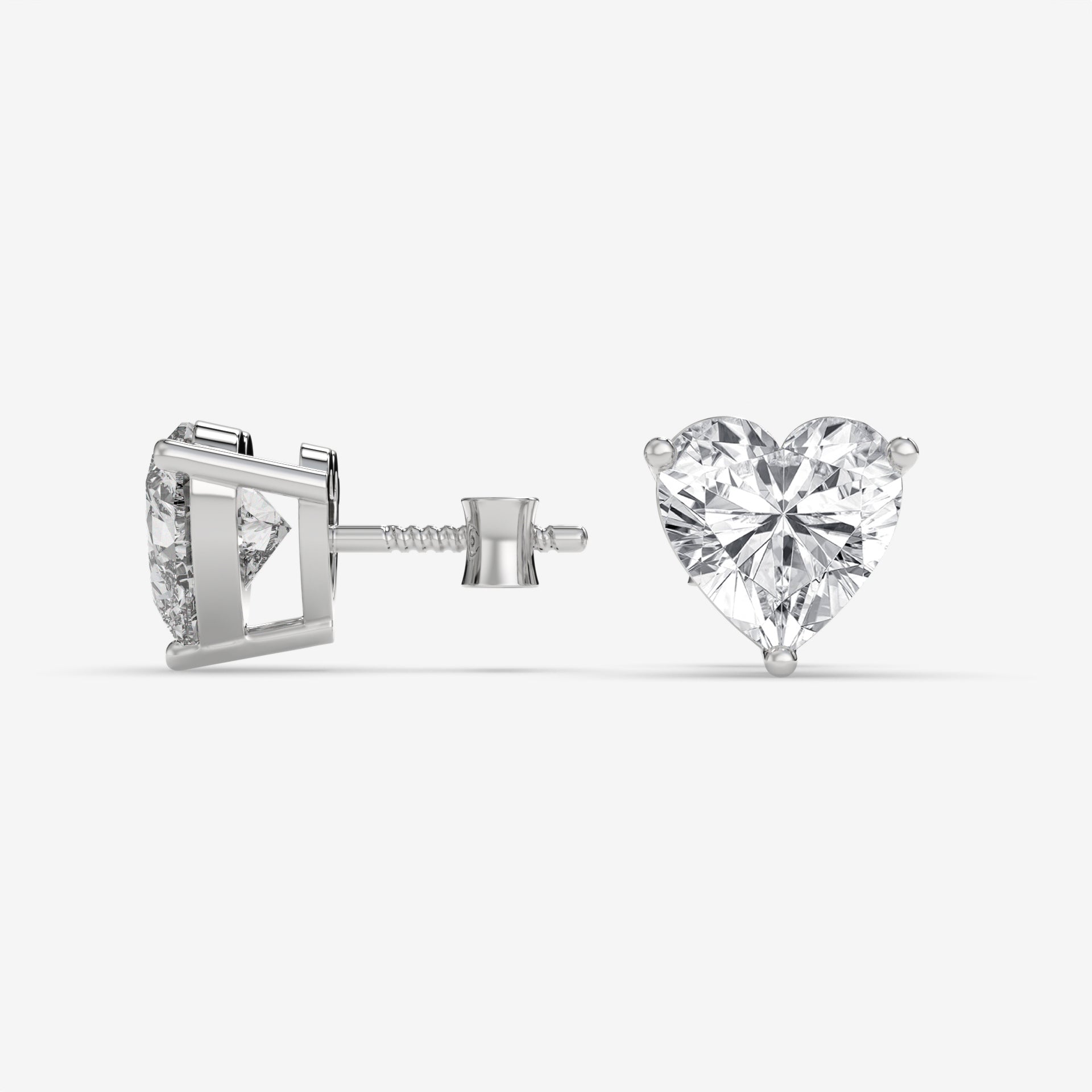 White Gold Heart-Shaped Diamond Stud Earrings
