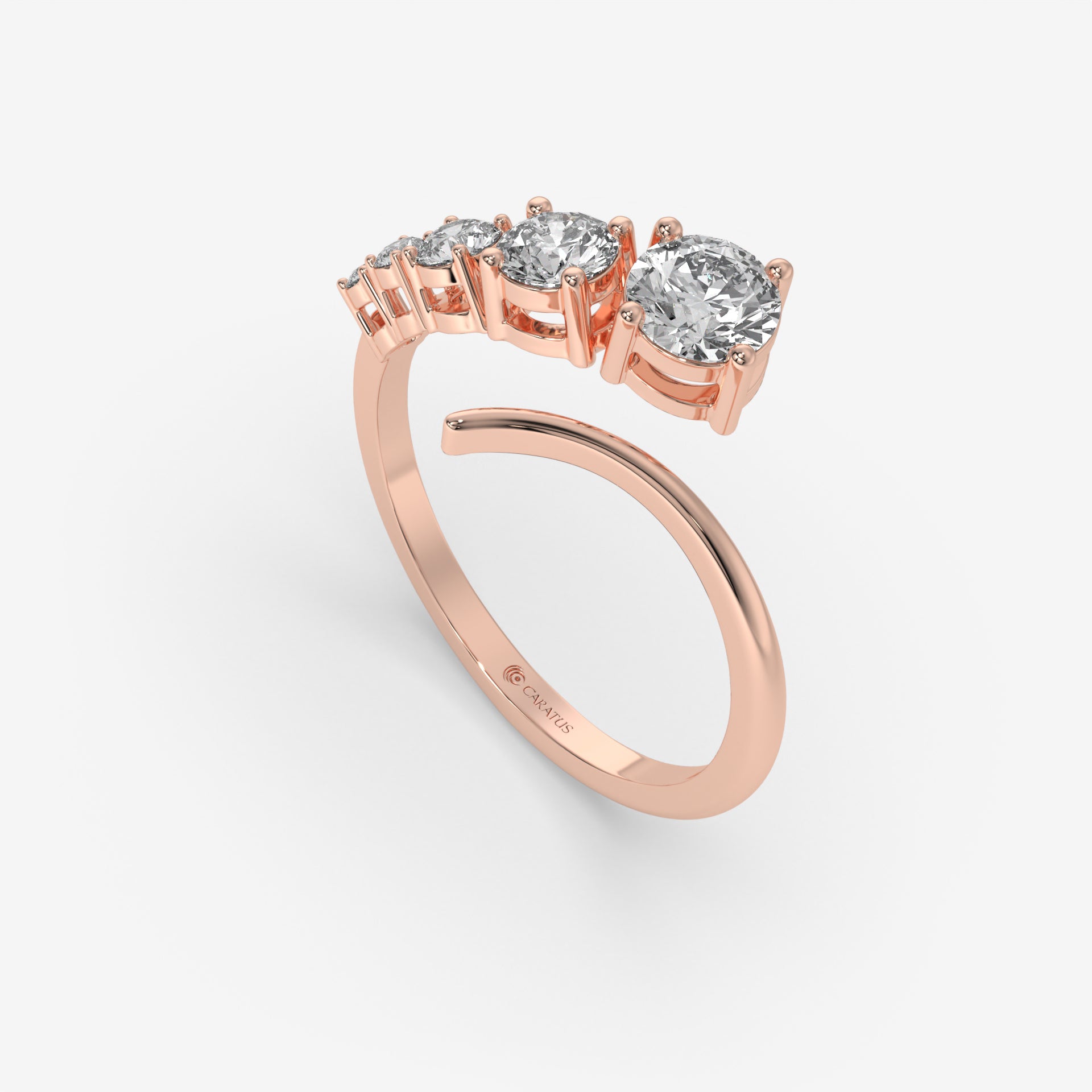 0.50 CT Rose Gold Round-Cut Engagement Ring with Side Round Diamonds