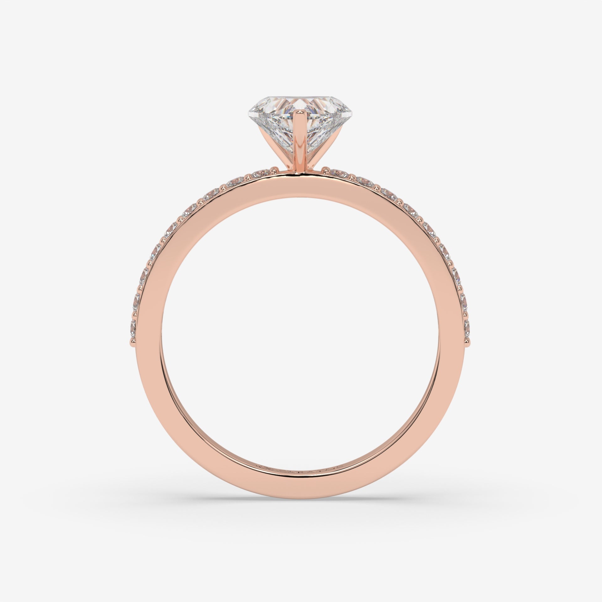 Rose Gold Heart-cut diamond Solitaire Ring with Channel-Set Diamonds