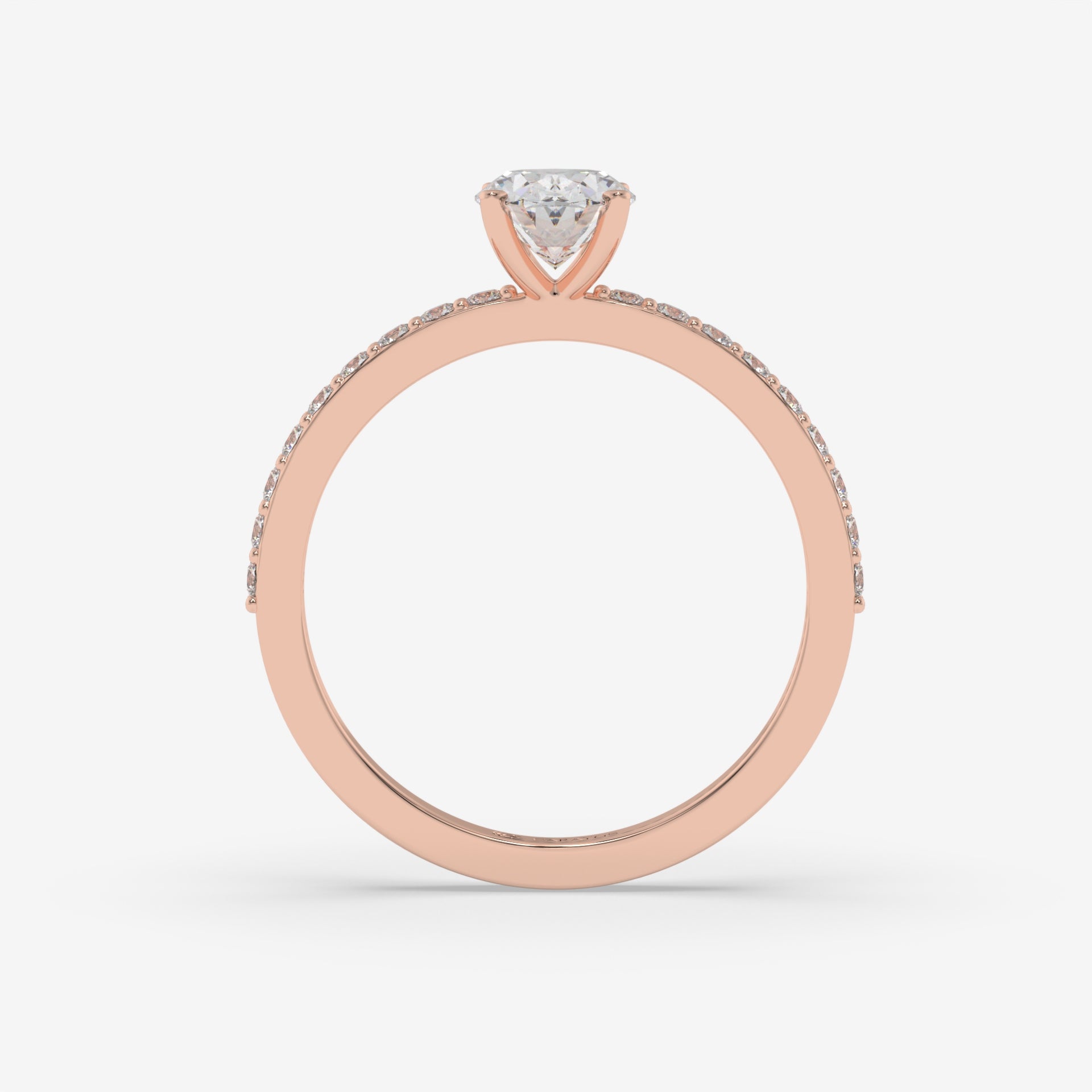 Rose Gold Oval Diamond & Round Accent Halo Ring