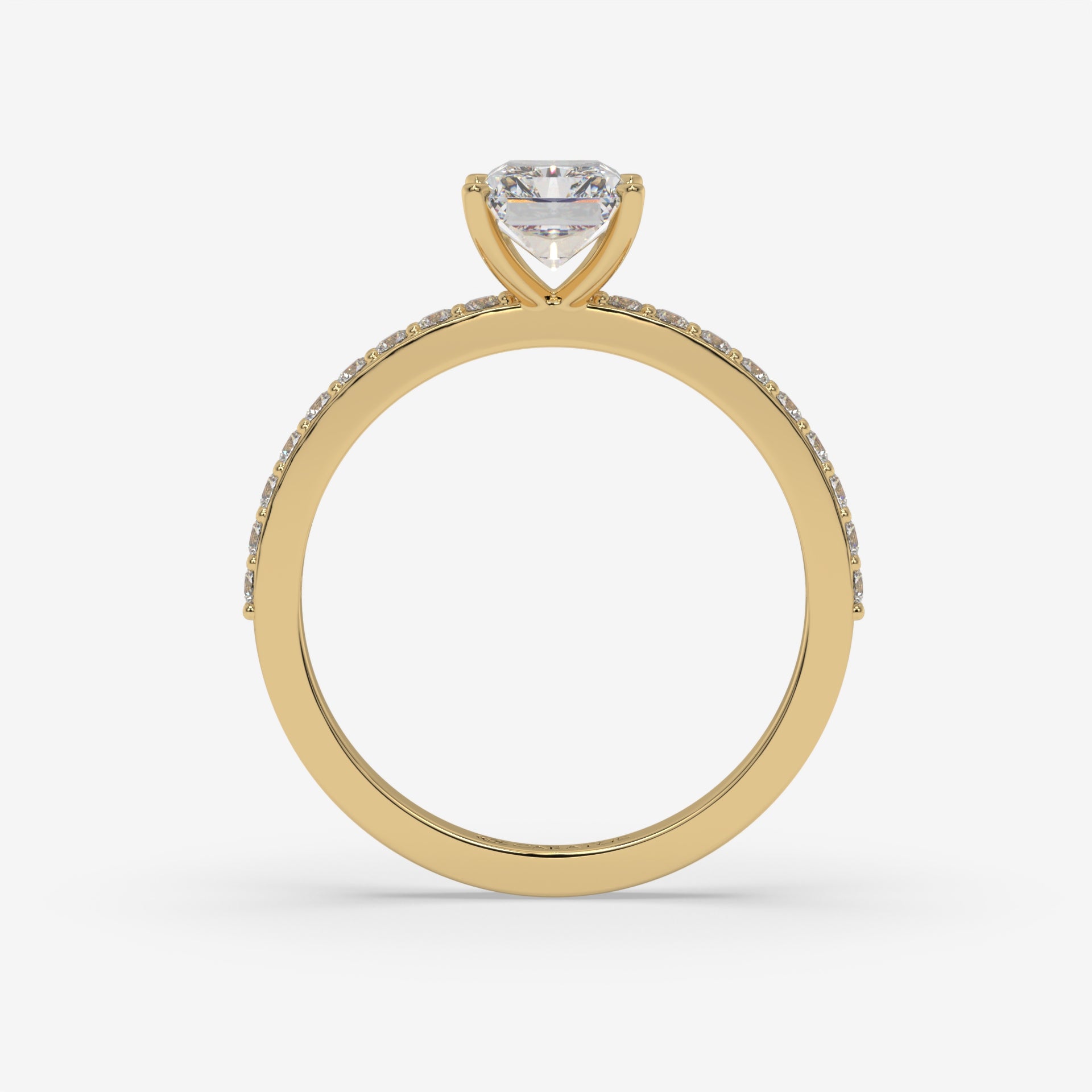 Yellow Gold Radiant-cut Solitaire Ring with Channel-Set Side Diamonds