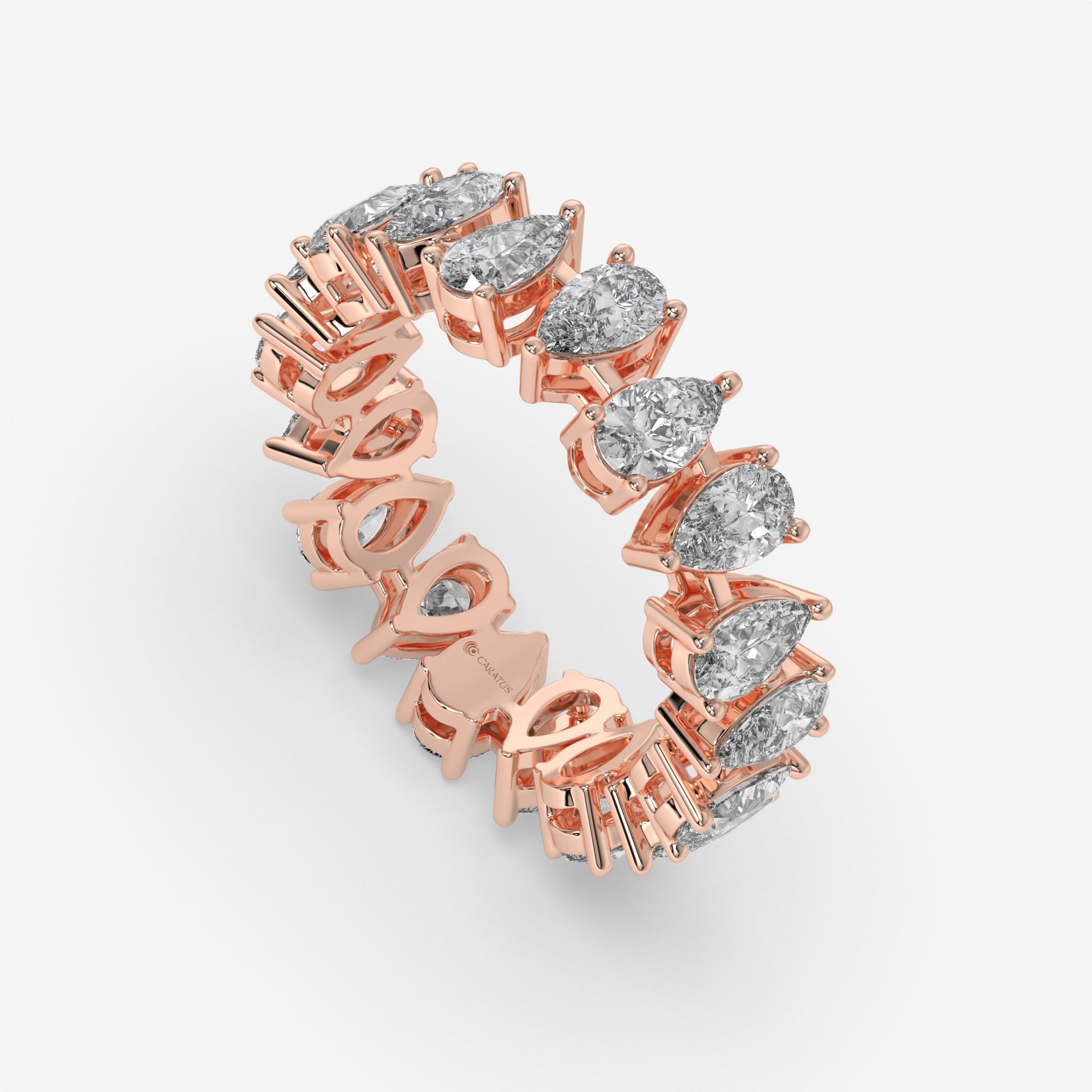 4.50 CT Rose Gold Pear-Cut Diamond Eternity Engagement Ring