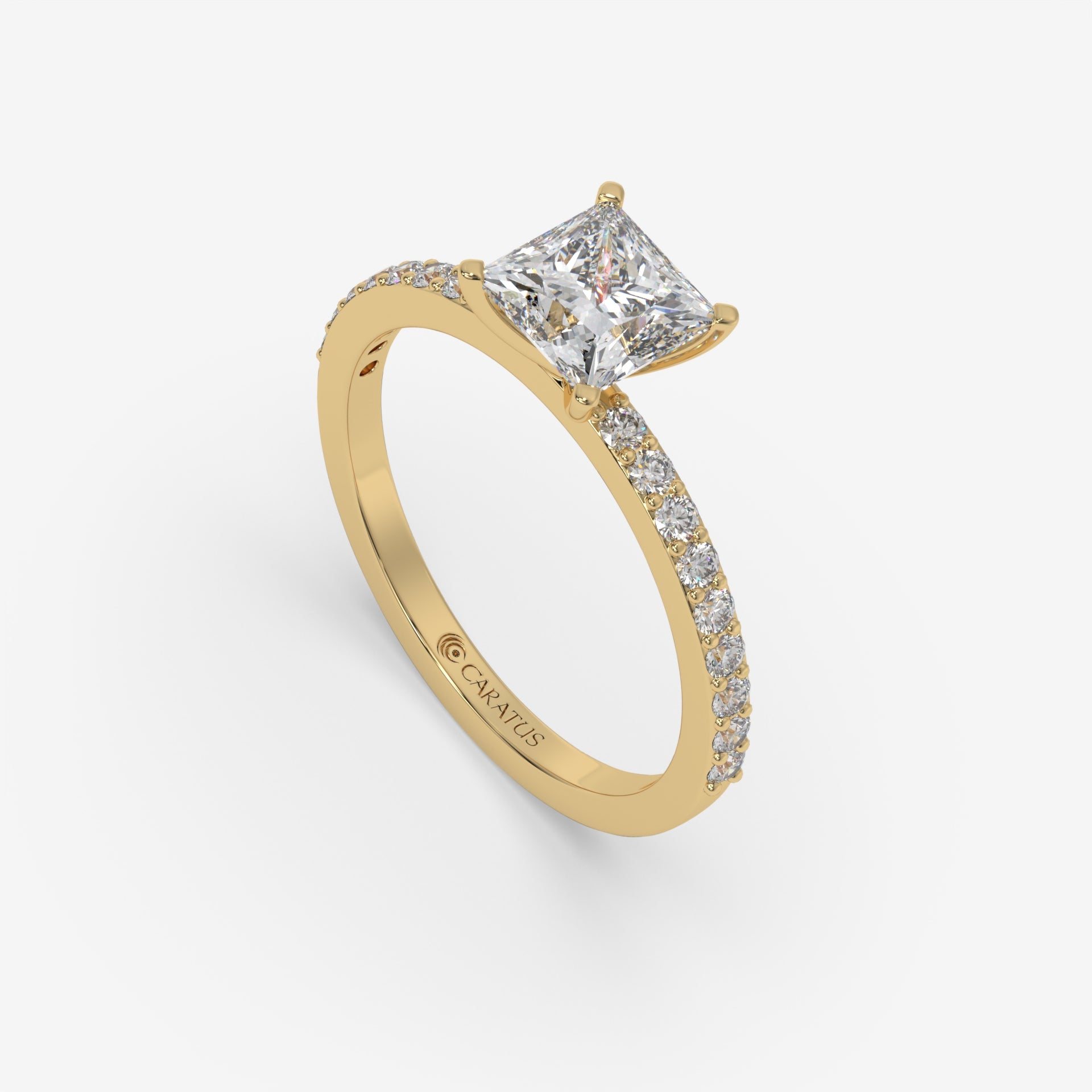 Yellow Gold Princess-Cut Diamond Solitaire Ring with Channel-Set Band
