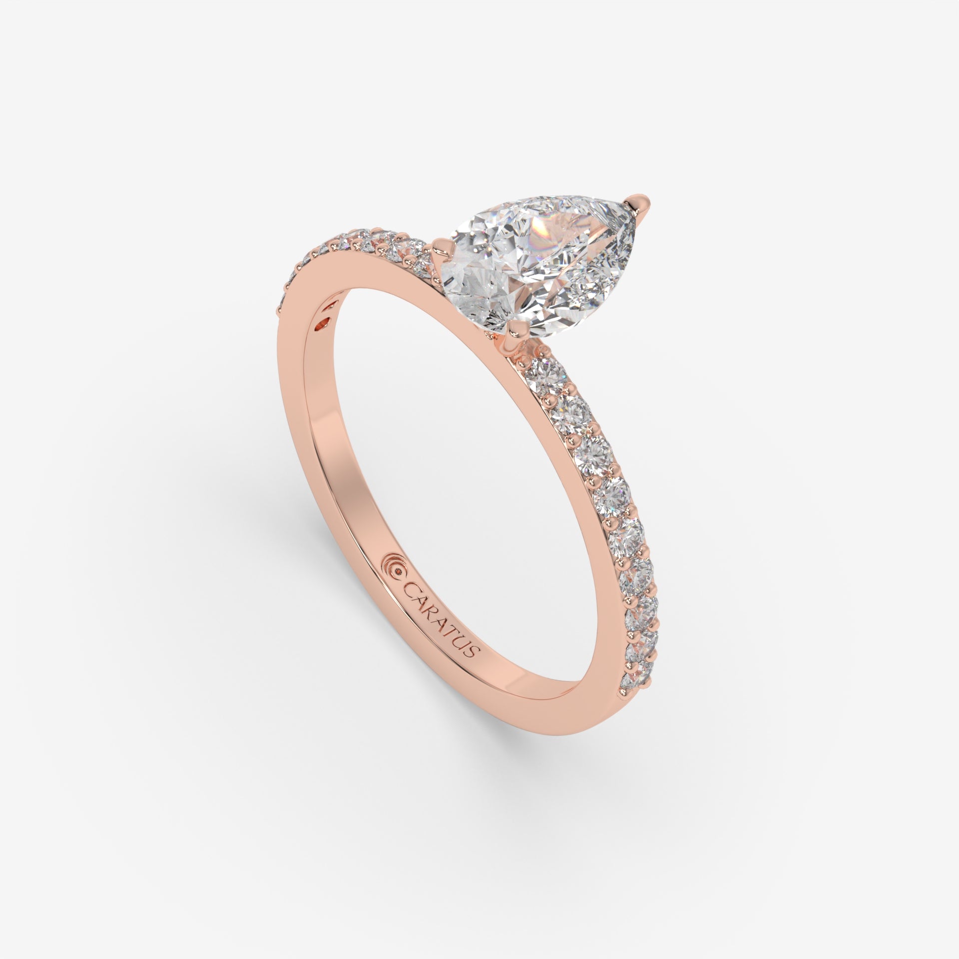 Pear-Shaped Diamond Rose Gold Ring with Channel Set Band