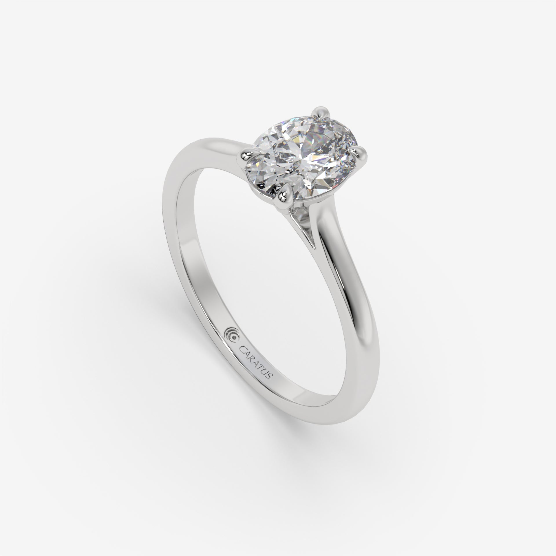 Oval Diamond Cathedral Ring in 1.00 CT White Gold