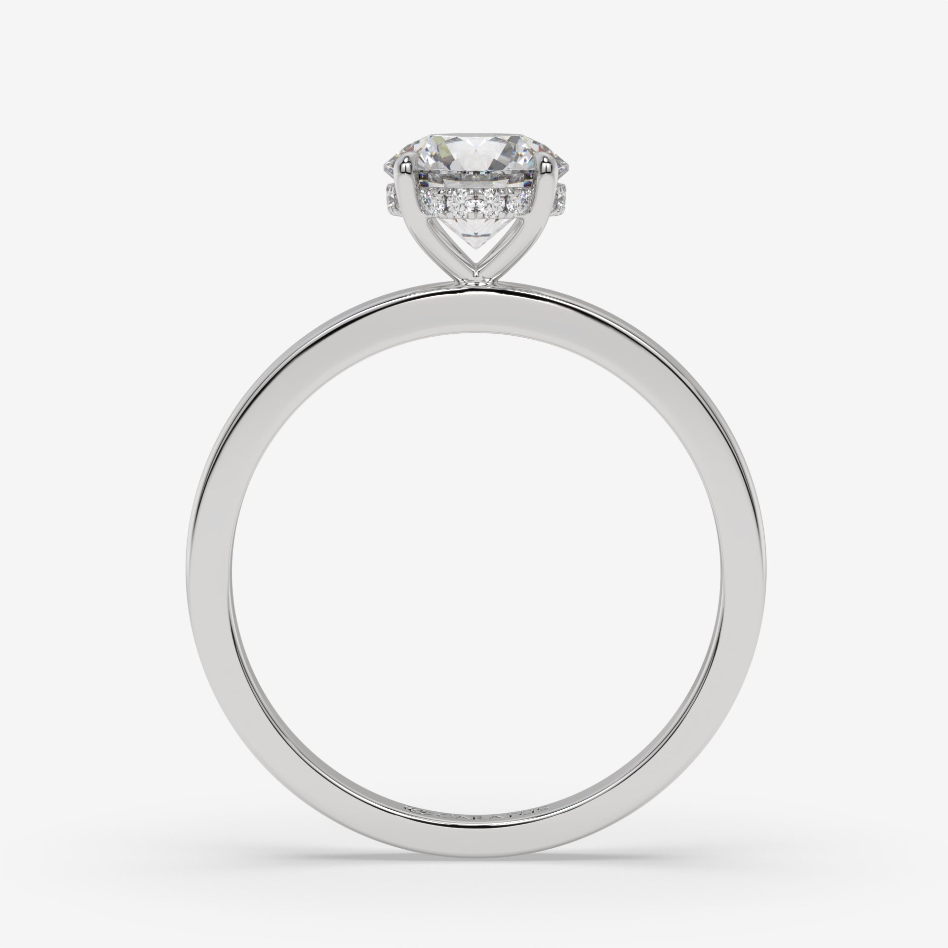 Round Diamond Ring with Accent Diamonds in White Gold