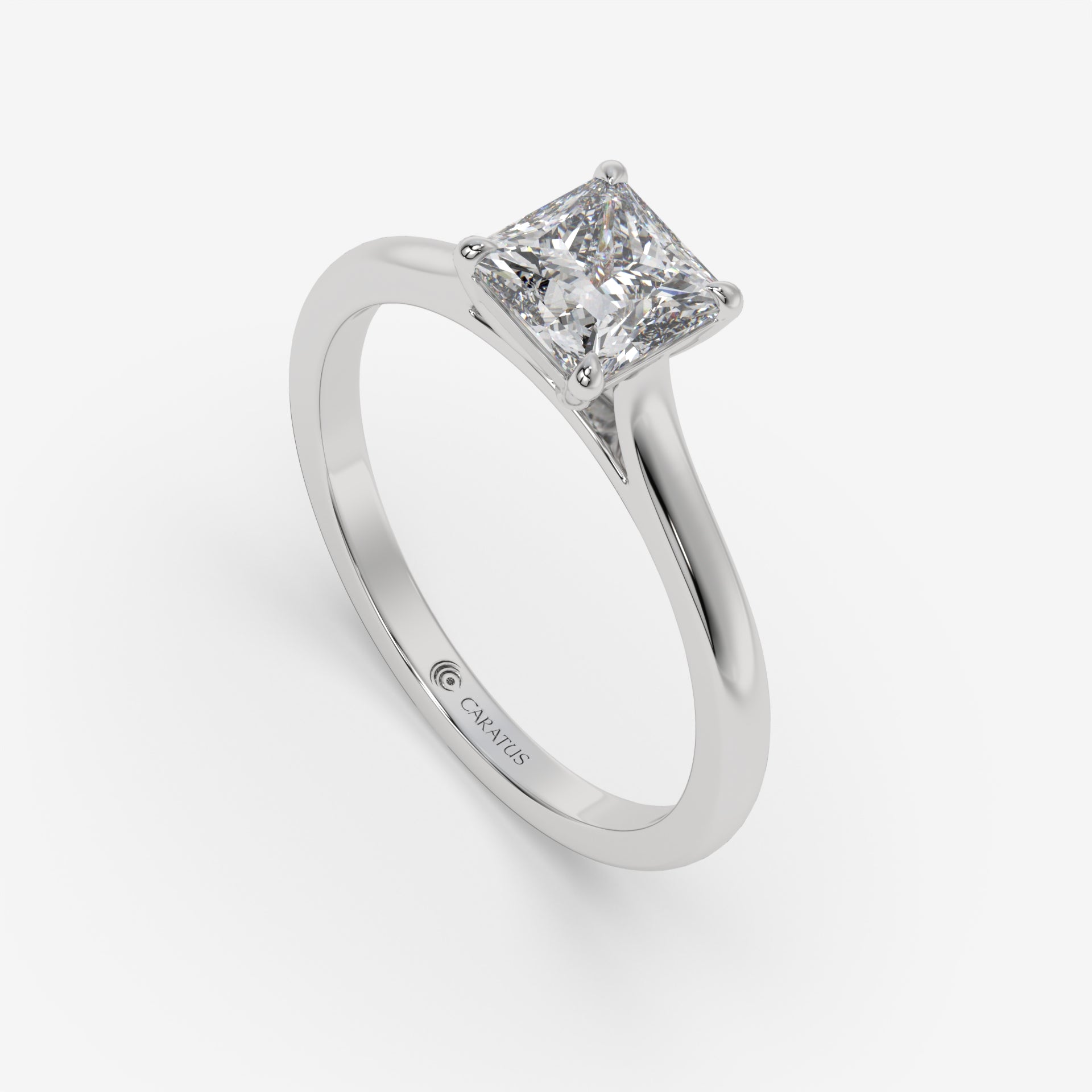 White Gold Princess-Cut Diamond Cathedral Ring in 1.00 CT