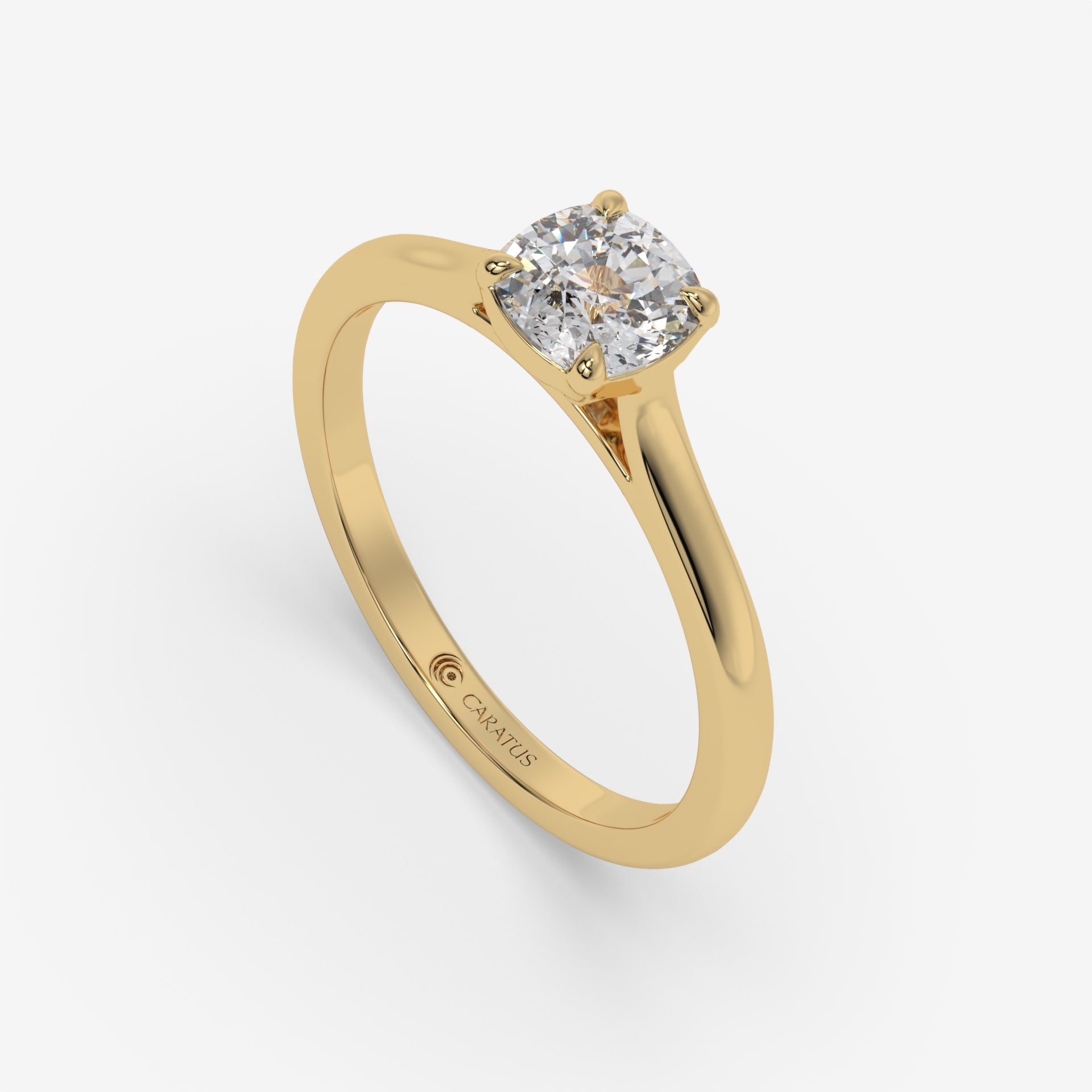 Cathedral-Style Cushion Diamond Yellow Gold Engagement Ring