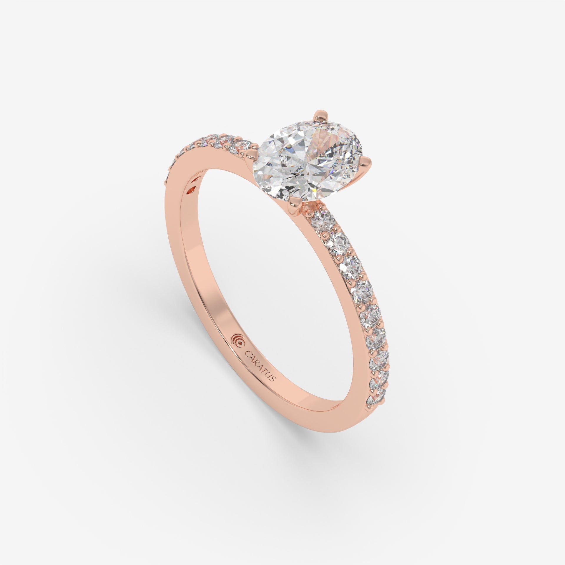 Rose Gold Oval Diamond & Round Accent Halo Ring