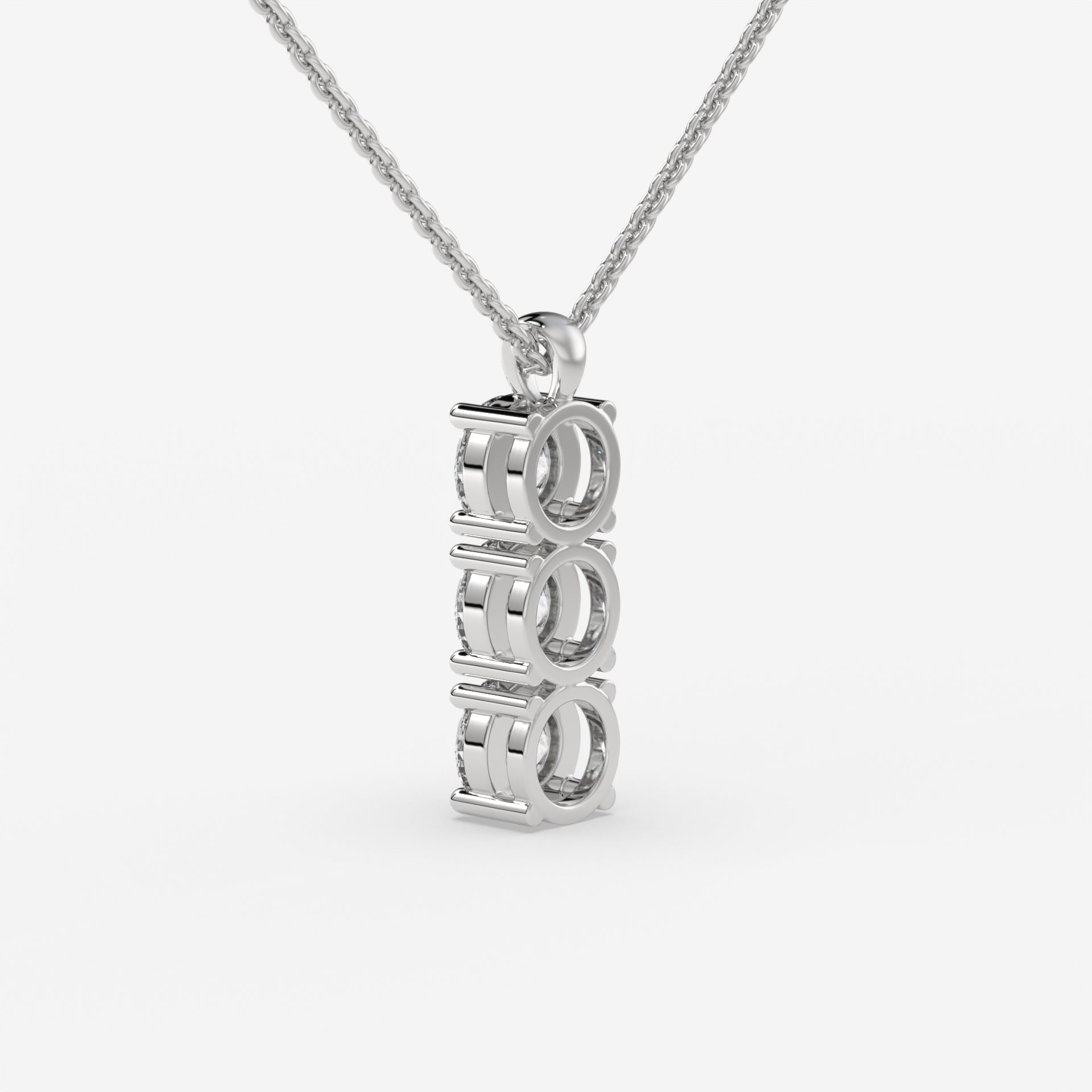 White Gold Triple Round-Cut Diamond Pendant in 14K Gold
