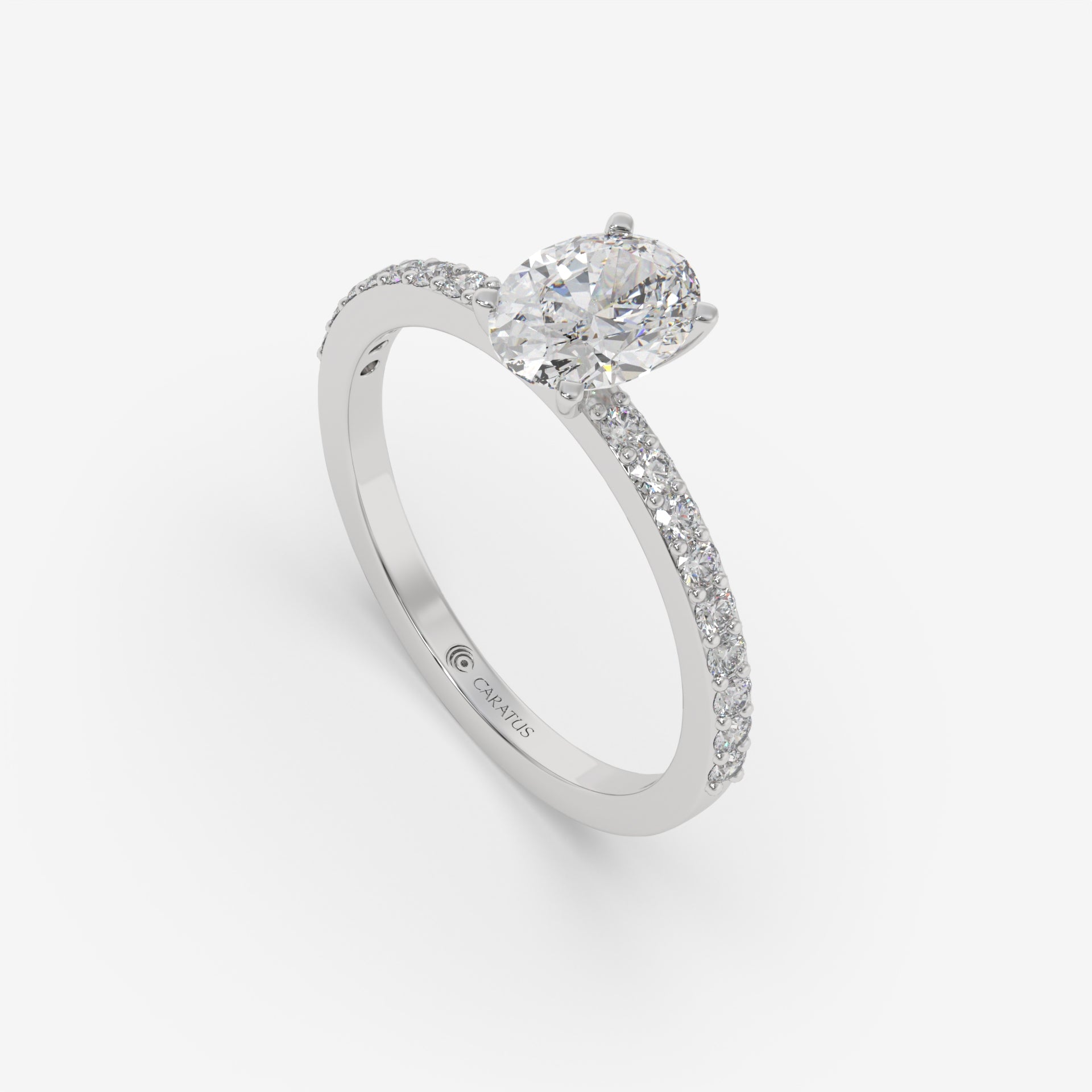 White Gold Oval Diamond & Round Accent Halo Ring